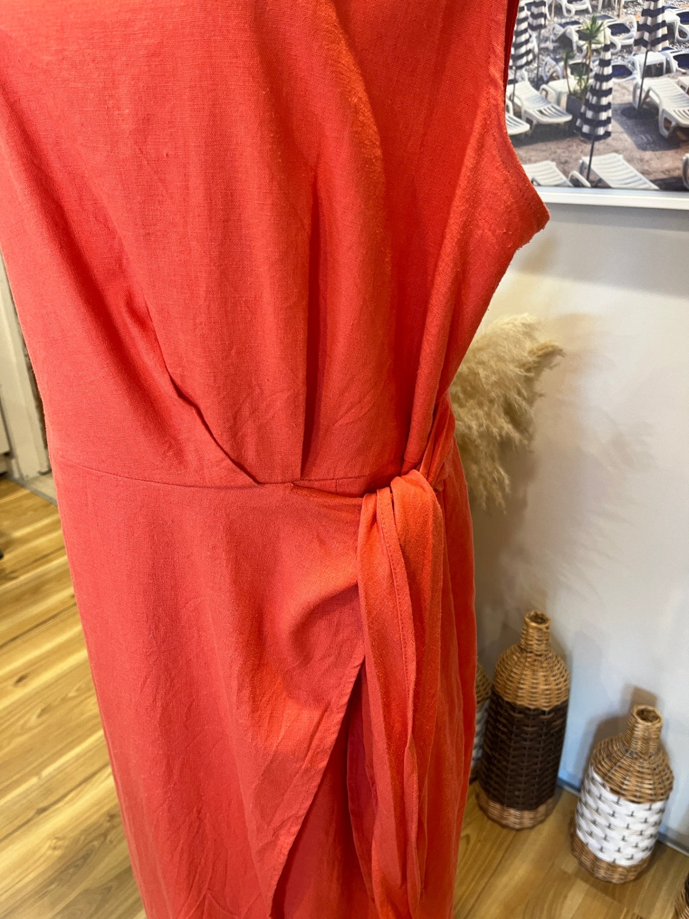 Oliver Black Linen Blend Sleeveless Orange Dress – Size 18