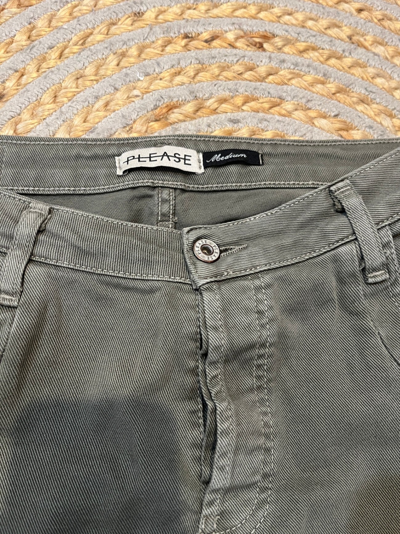 PLEASE Jeans Made in Italy – Khaki, Size Medium
