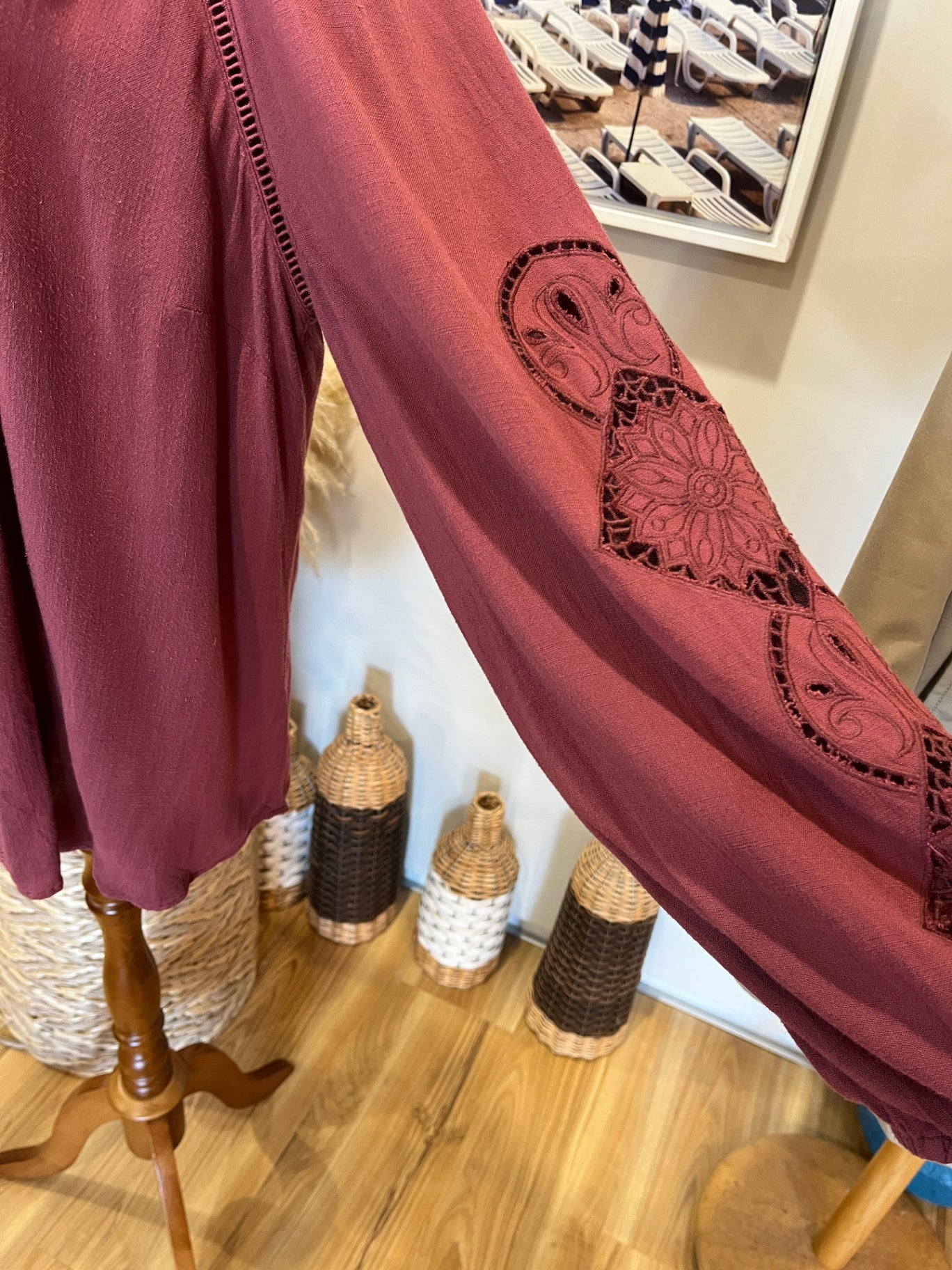 Just Jeans Muted Burgundy Boho Blouse – Size 14 | Effortless & Stylish