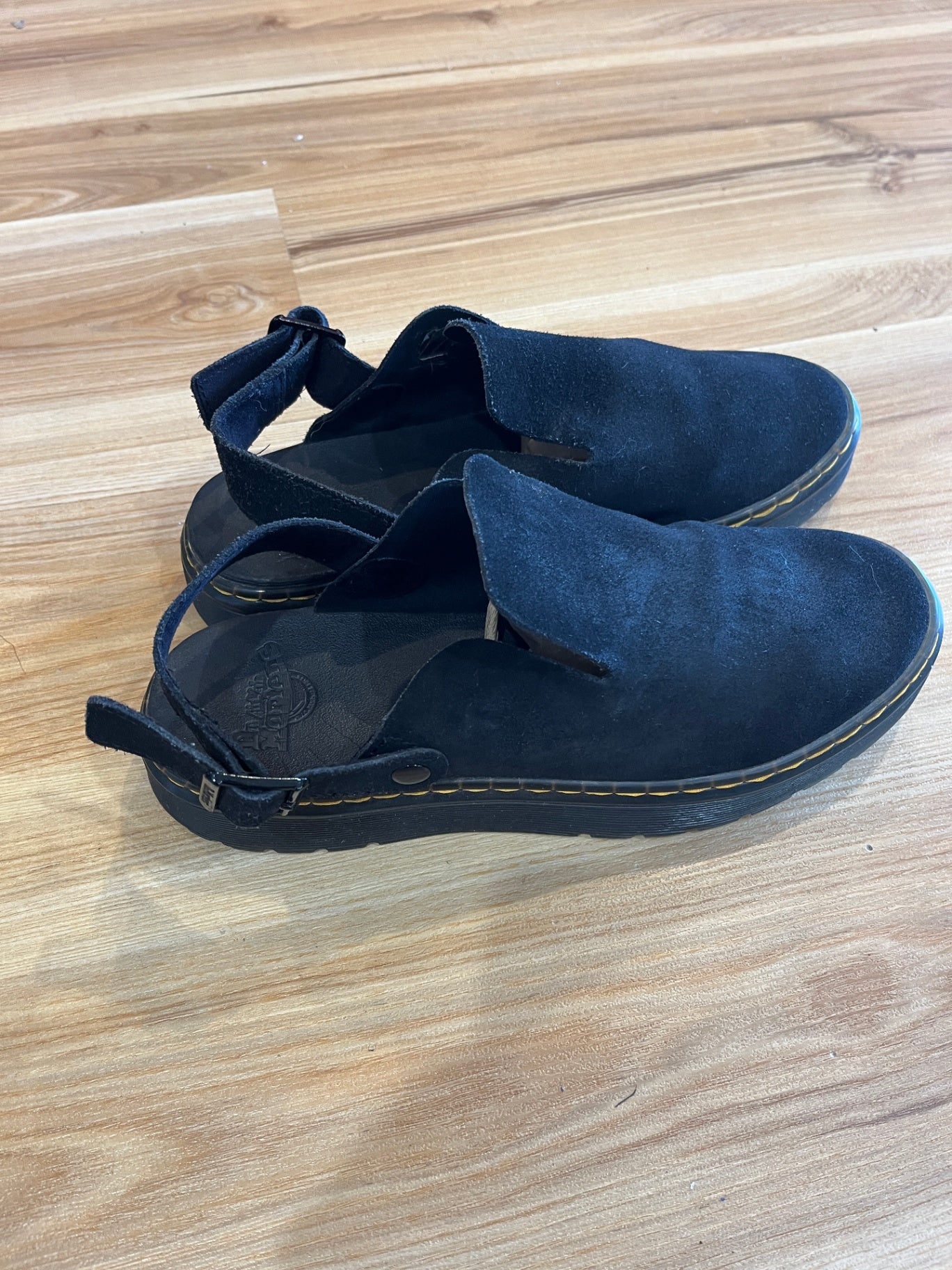 Genuine Dr. Martens Suede Slip-On Mules | Black | Size 42