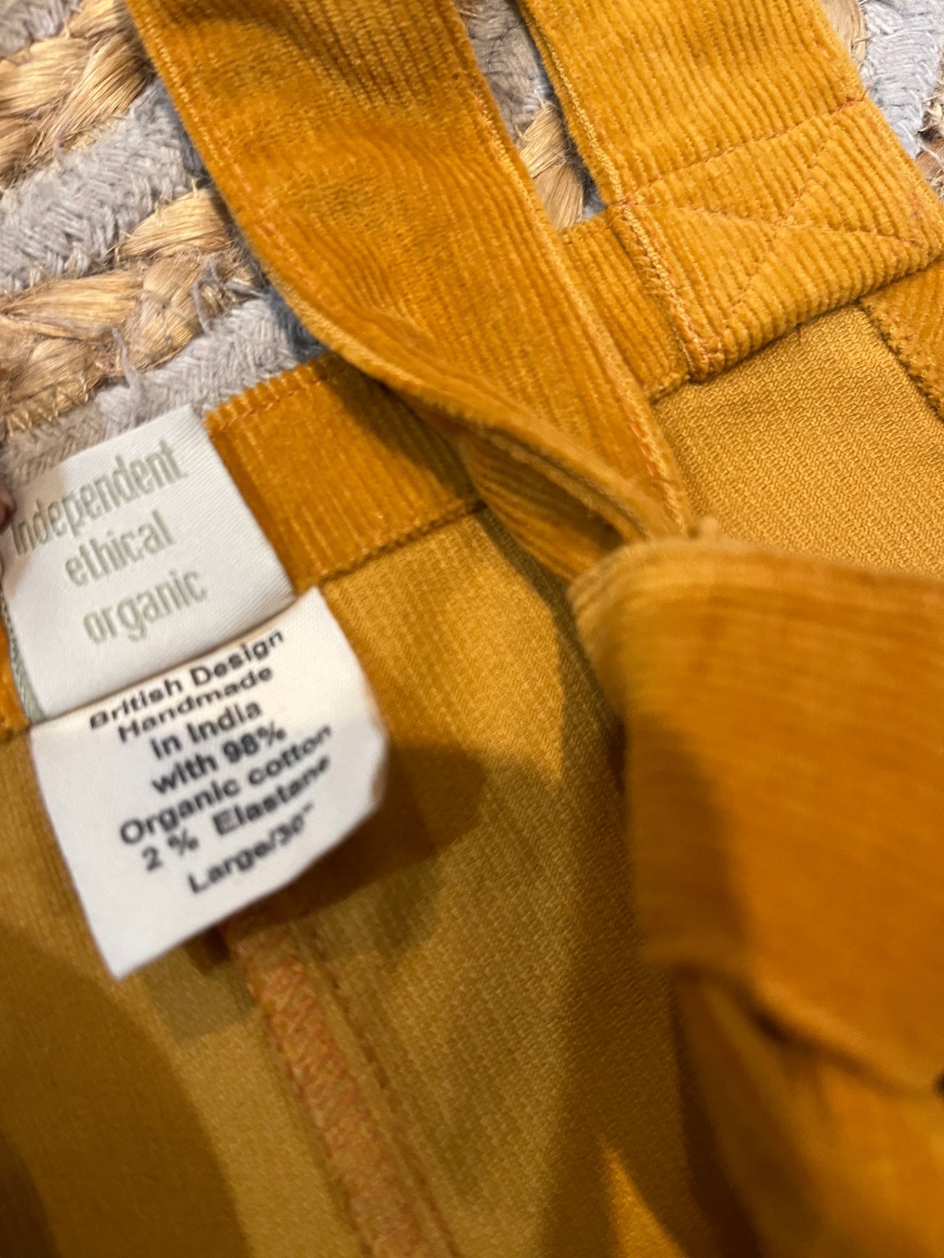 Lucy & Yak Mustard Corduroy Overalls | Organic & Ethical | Independent | Size Large