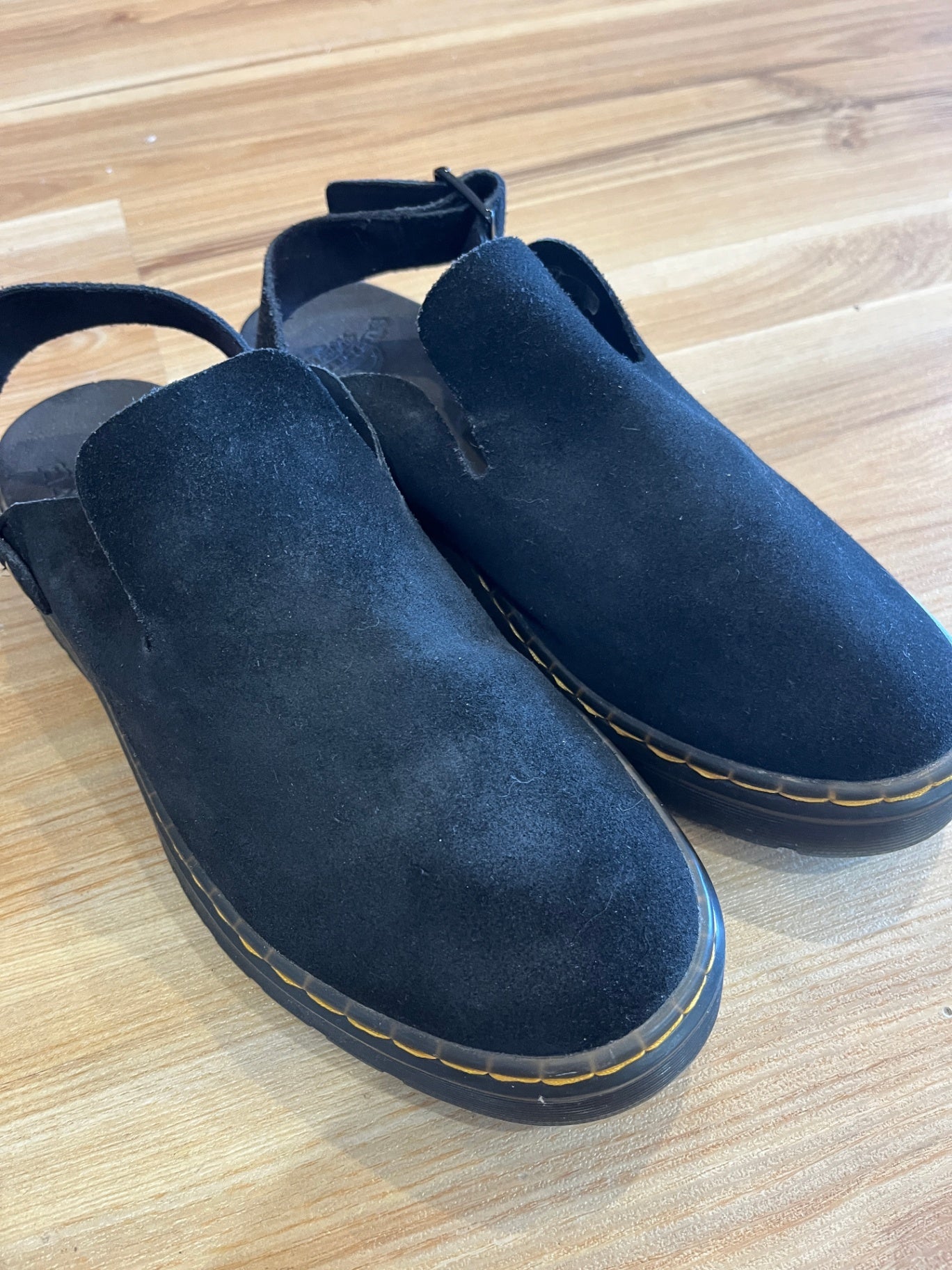  Genuine Dr. Martens Suede Slip-On Mules | Black | Size 42