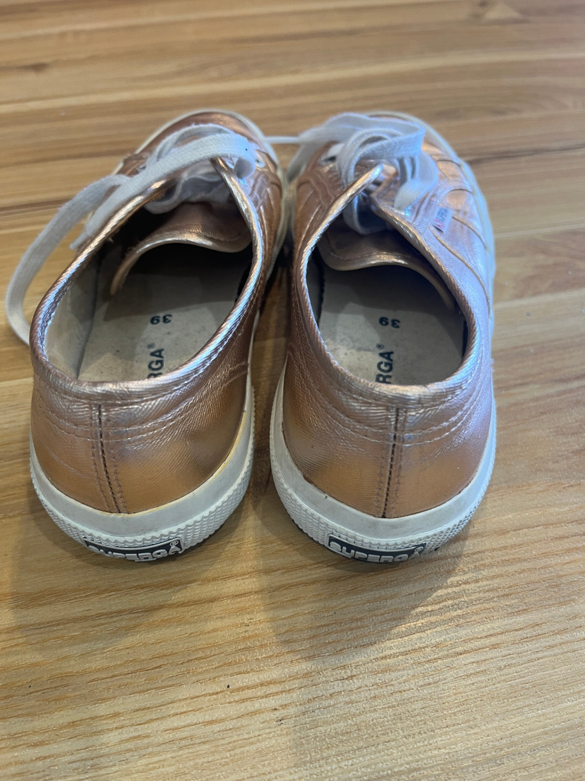 Superga Metallic Gold Lace-Up Sneakers – Size 39