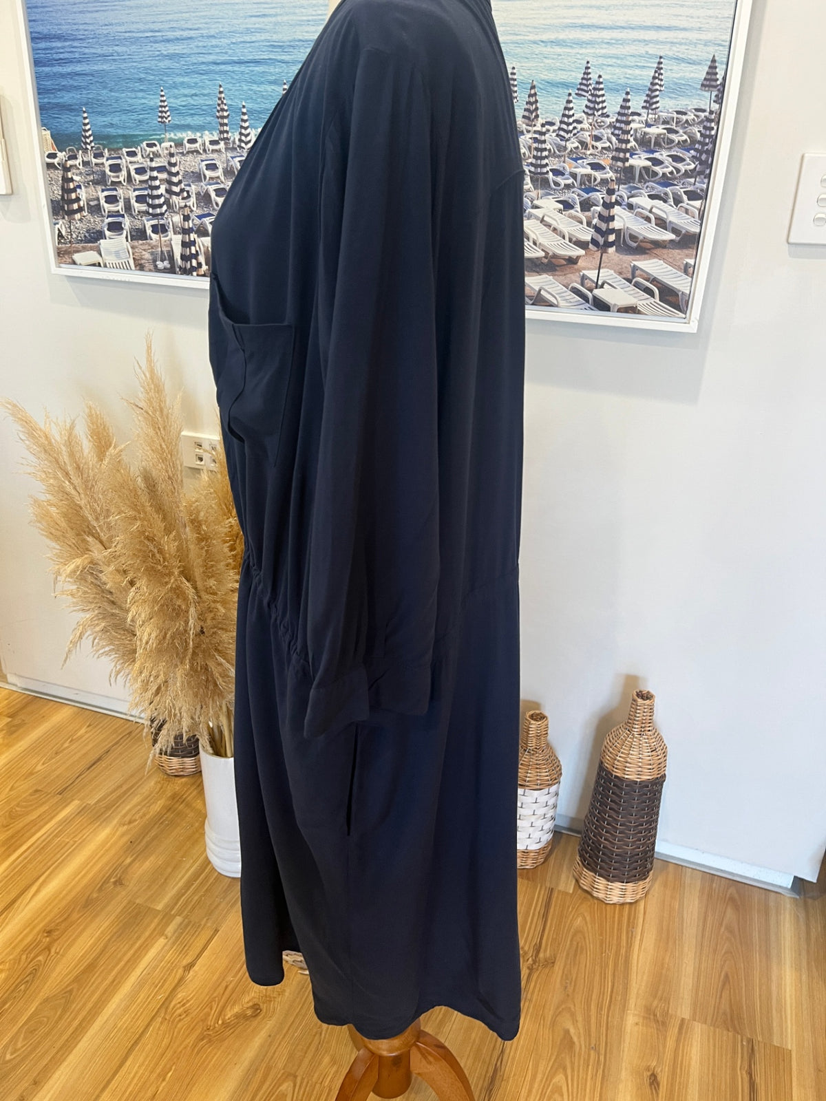 Rivers 3/4 Sleeve Navy Blue Shirt Dress Size 22