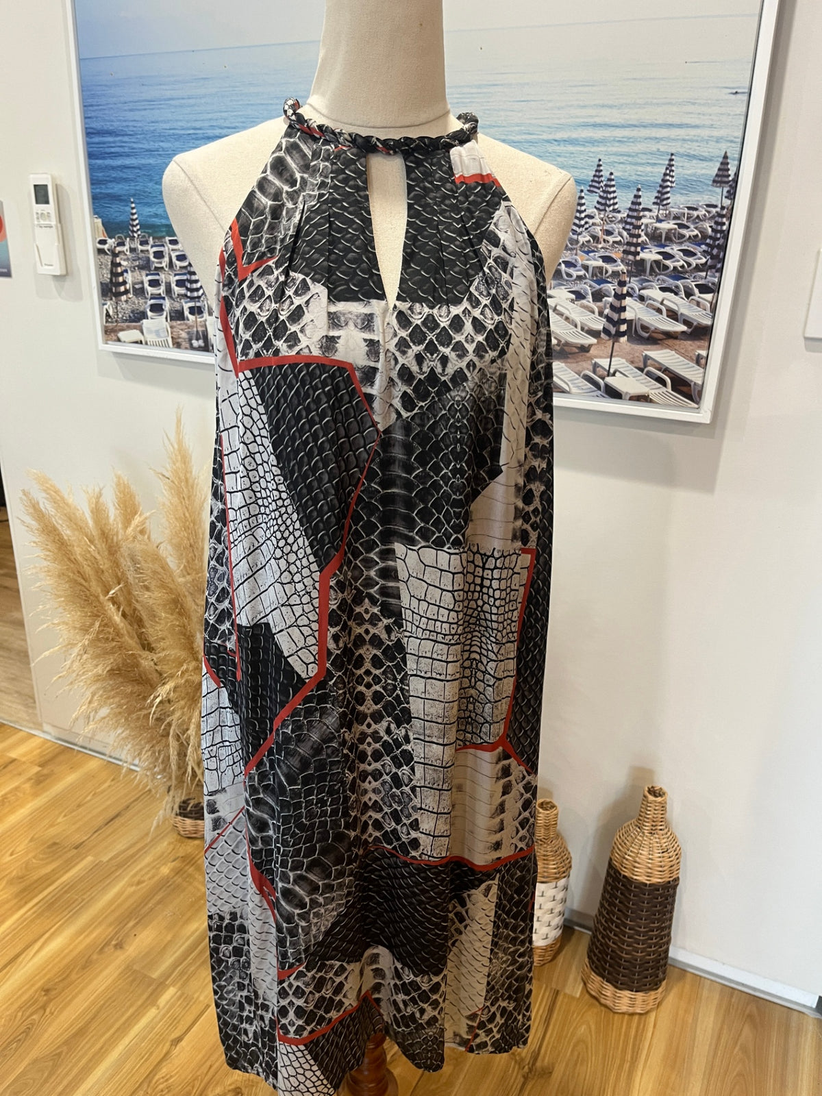 Storm Grey & Rust Maxi Dress – Size 12