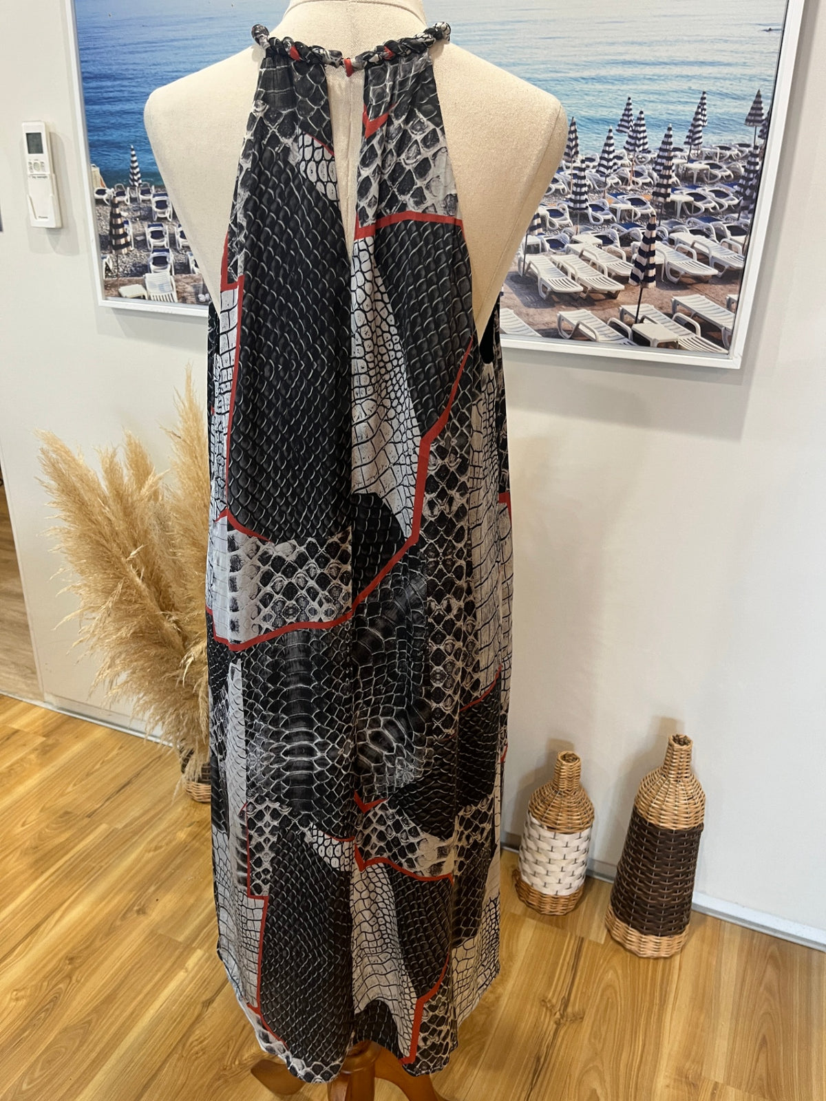 Storm Grey & Rust Maxi Dress – Size 12