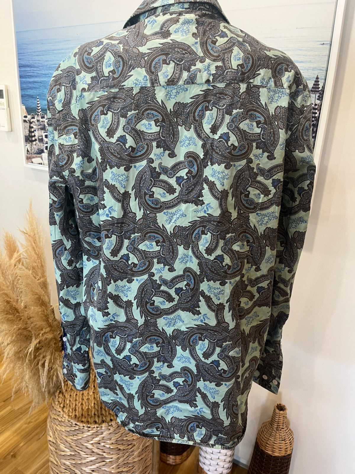 JOHN LENNON by English Laundry Longsleeve Shirt XL Aqua Paisley