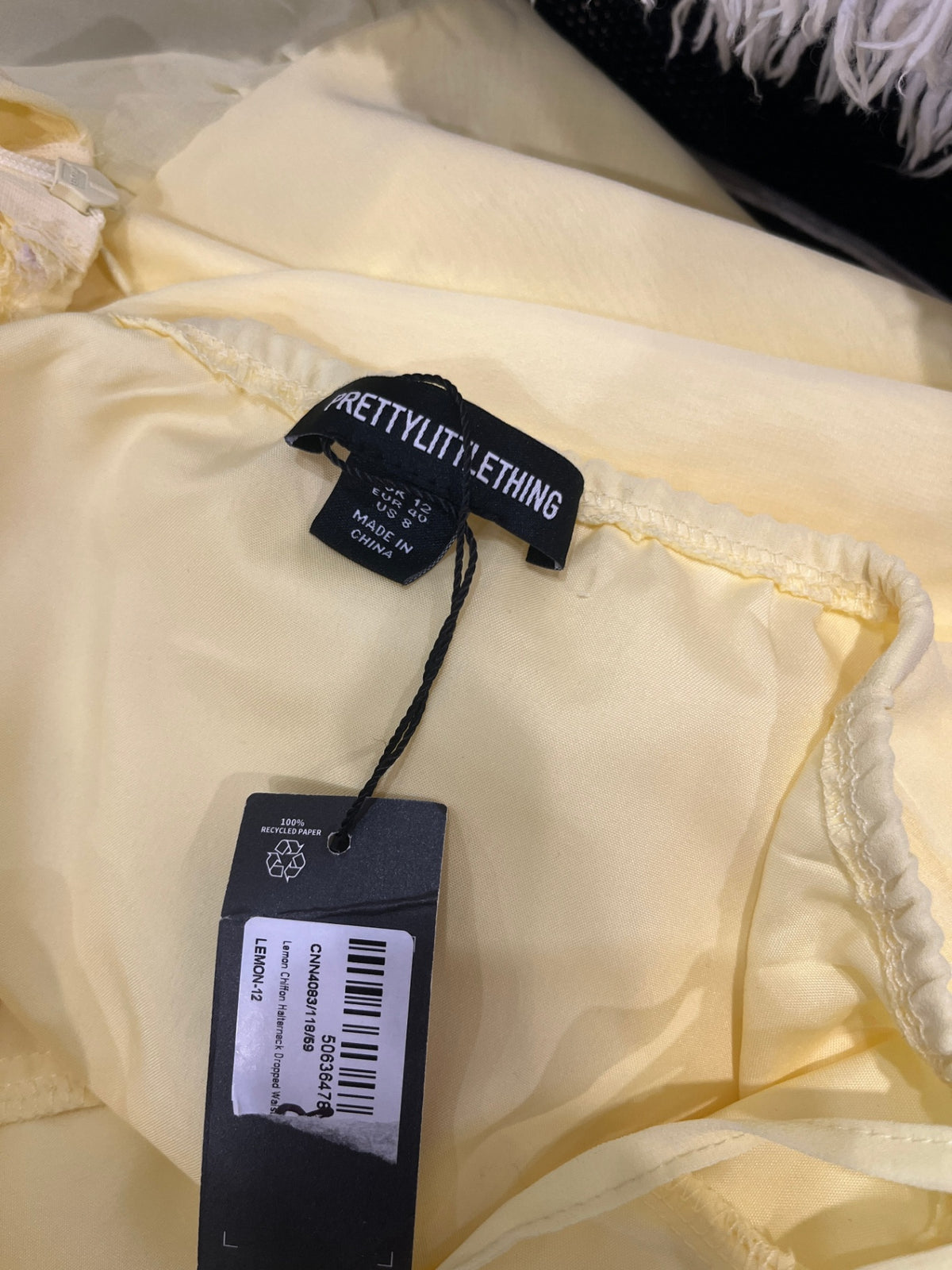 BNWT Pretty Little Thing Lemon Maxi Dress – Size 12