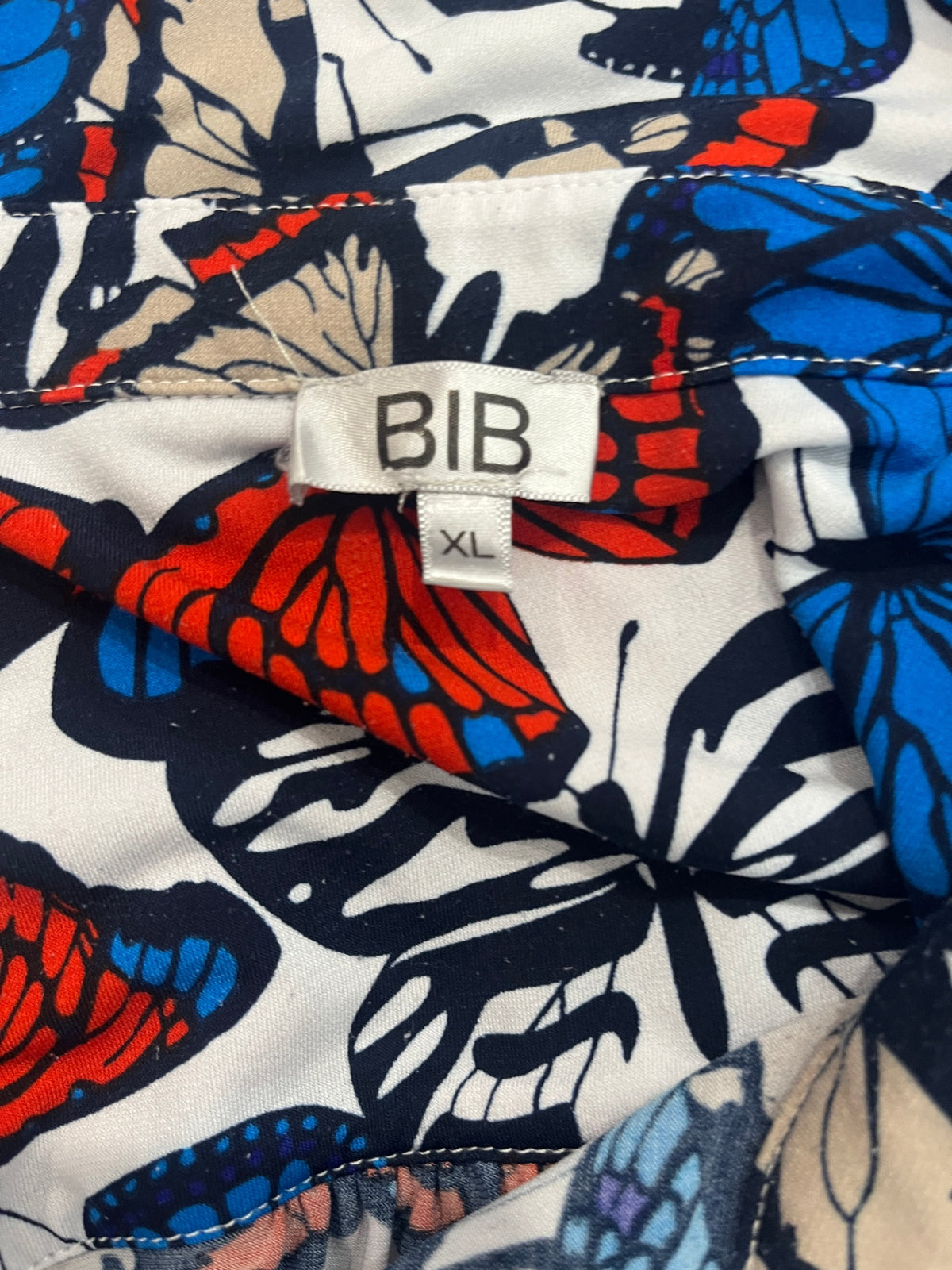 BIB Tunic Shirt Multicolor Butterfly Print Collared  – XL