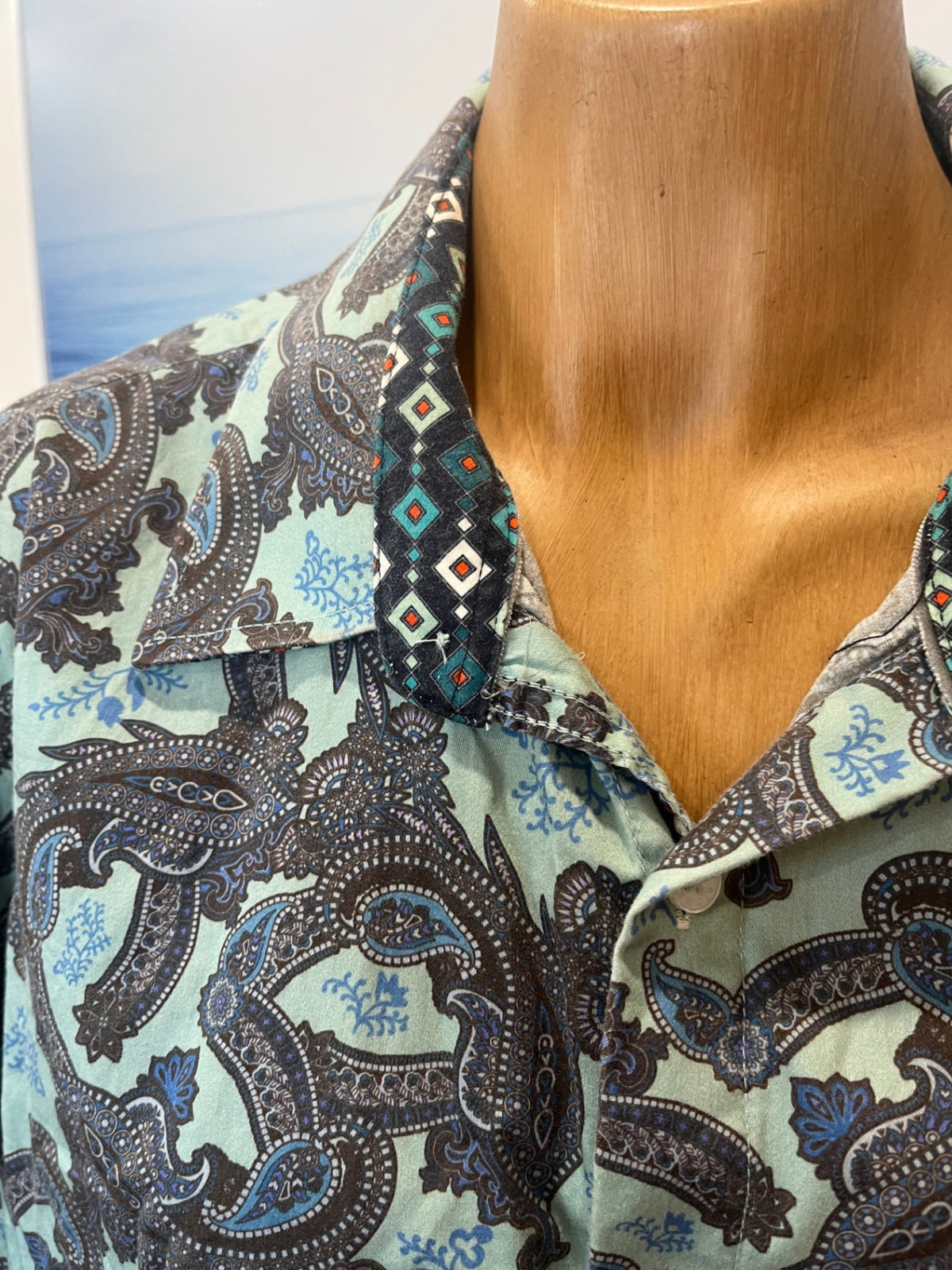 JOHN LENNON by English Laundry Longsleeve Shirt XL Aqua Paisley