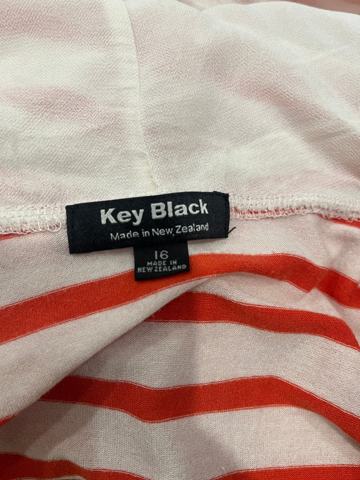 Key Black Cream & Orange Cardigan – Made in NZ, Size 16