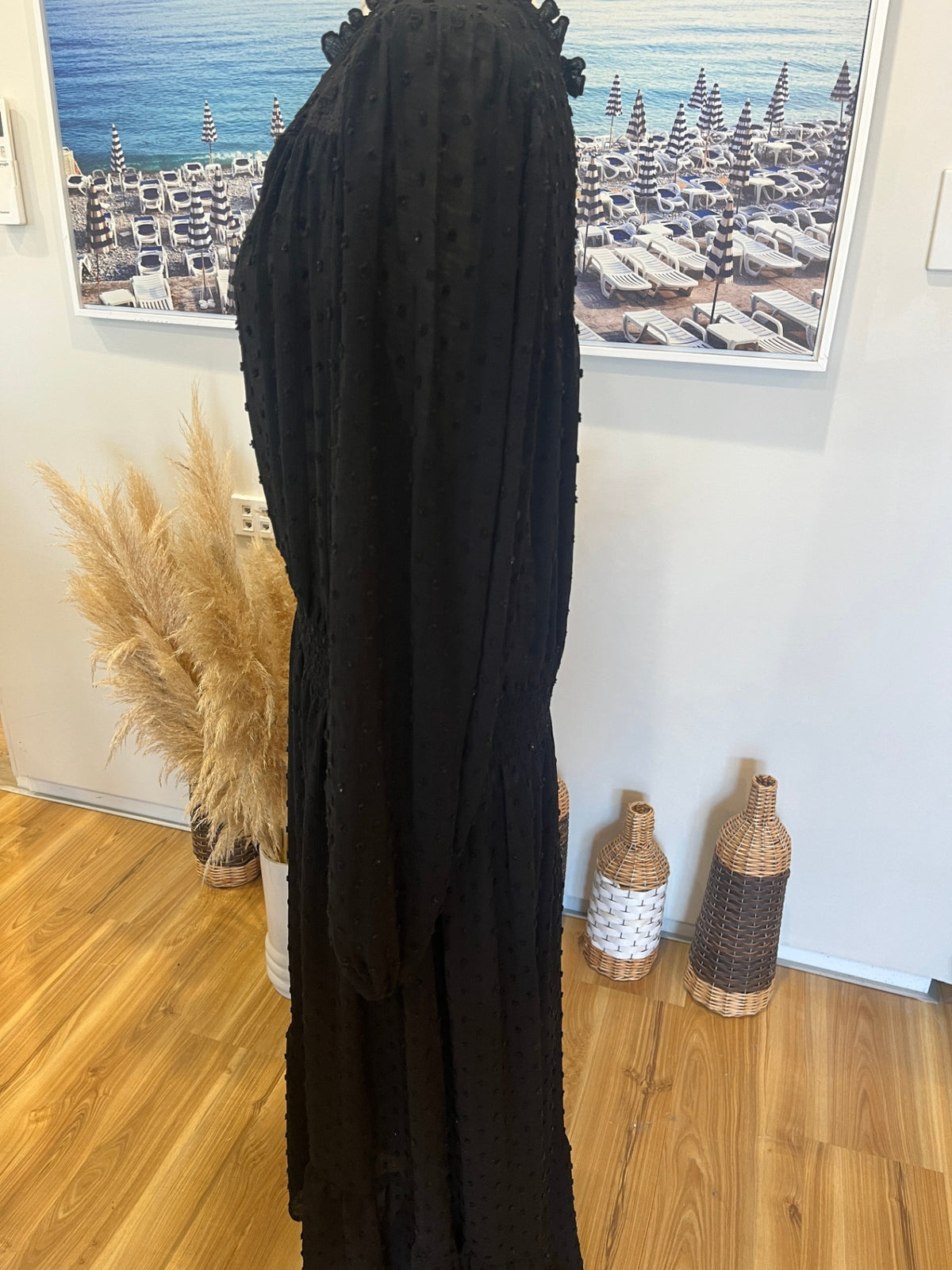 Elegant Black Long Sleeve Dress – Size 20
