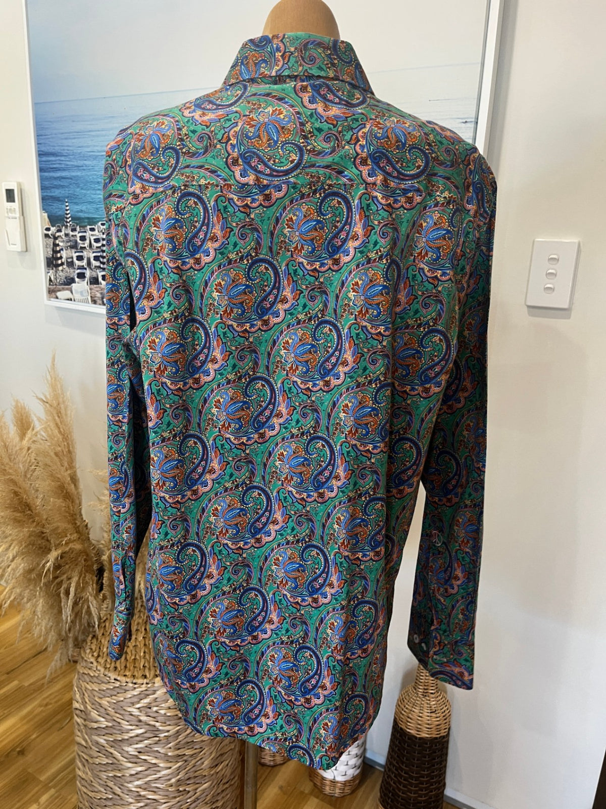 John Lennon by English Laundry Longsleeve Shirt XL Green Paisley