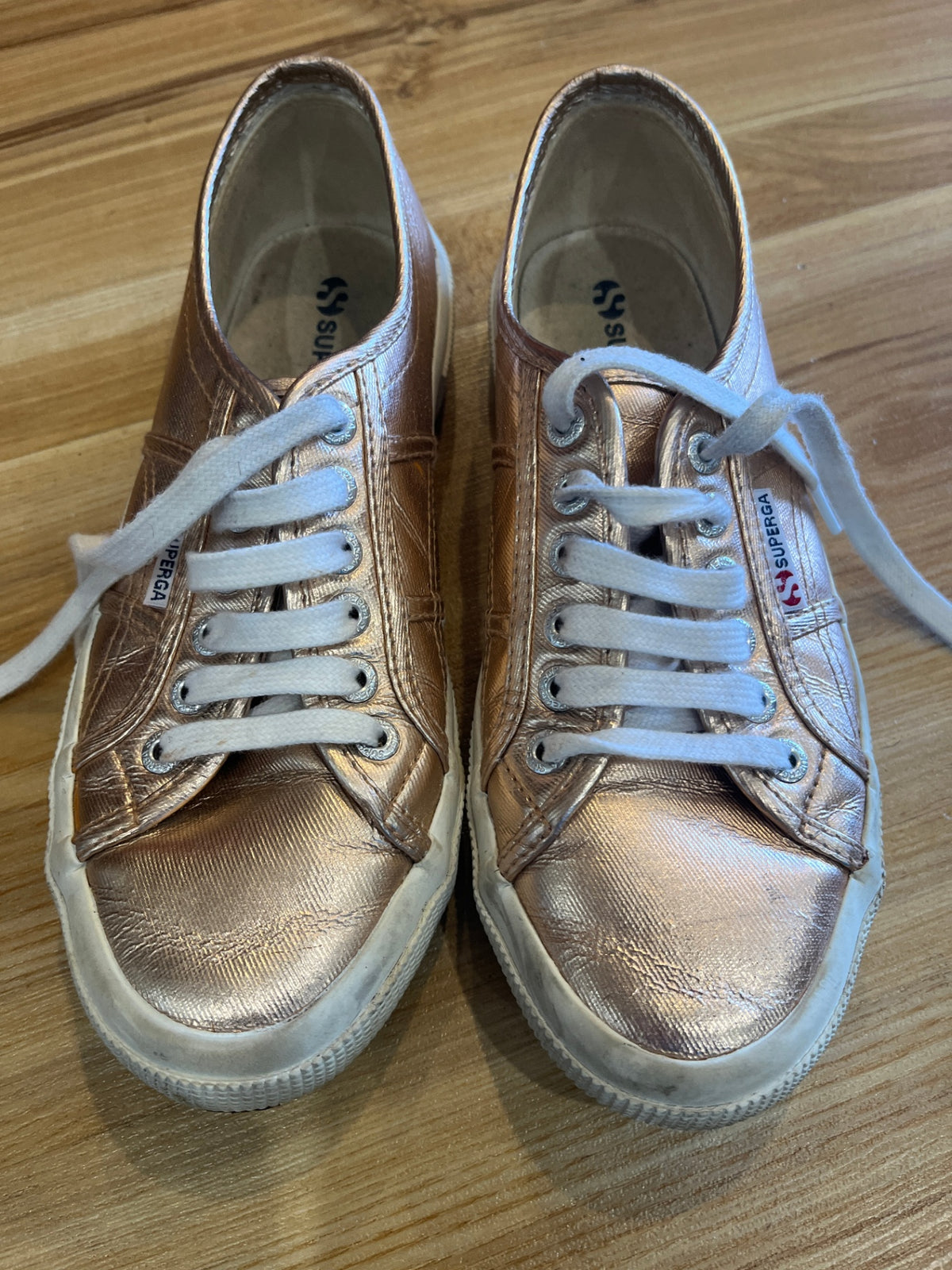 Superga Metallic Gold Lace-Up Sneakers – Size 39