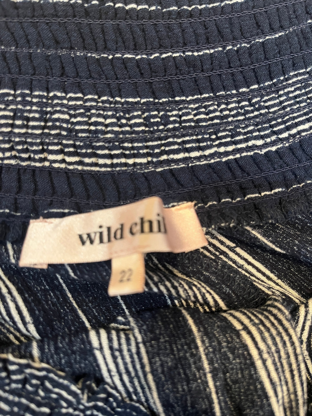 Wild Child Navy & White Wide-Leg Pants – Elastic Waist, Size 22