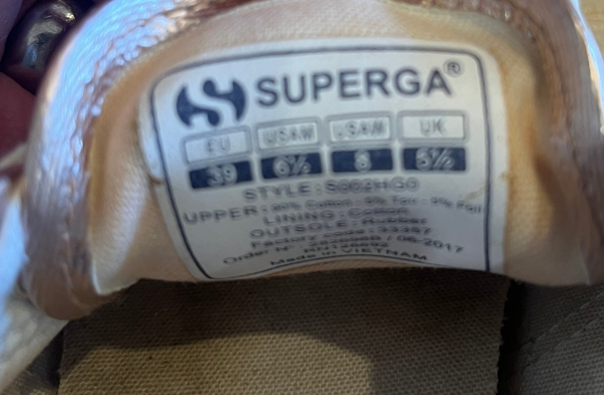 Superga Metallic Gold Lace-Up Sneakers – Size 39