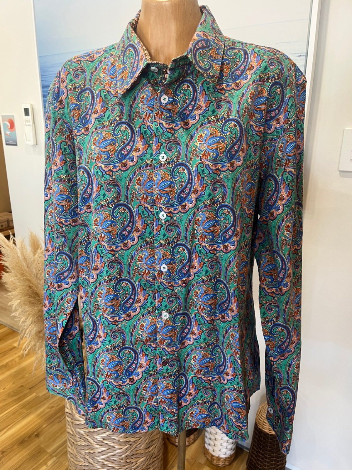 John Lennon by English Laundry Longsleeve Shirt XL Green Paisley