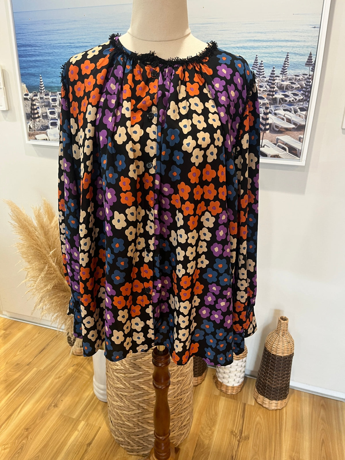 Isla Maree Nicky Werder Black Floral Blouse – M/L