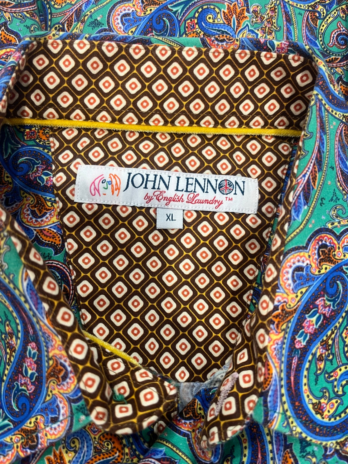 John Lennon by English Laundry Longsleeve Shirt XL Green Paisley