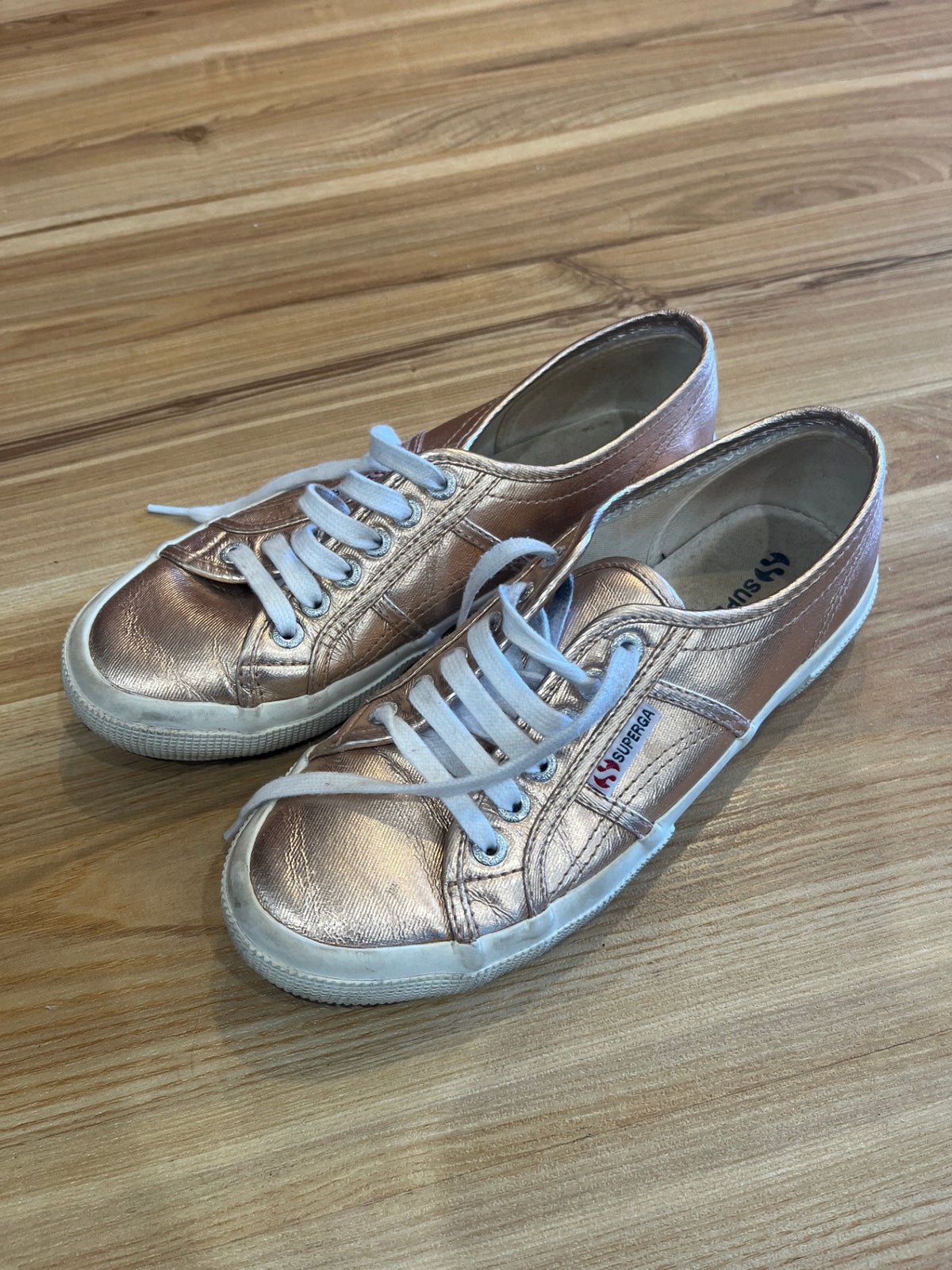 Superga Metallic Gold Lace-Up Sneakers – Size 39