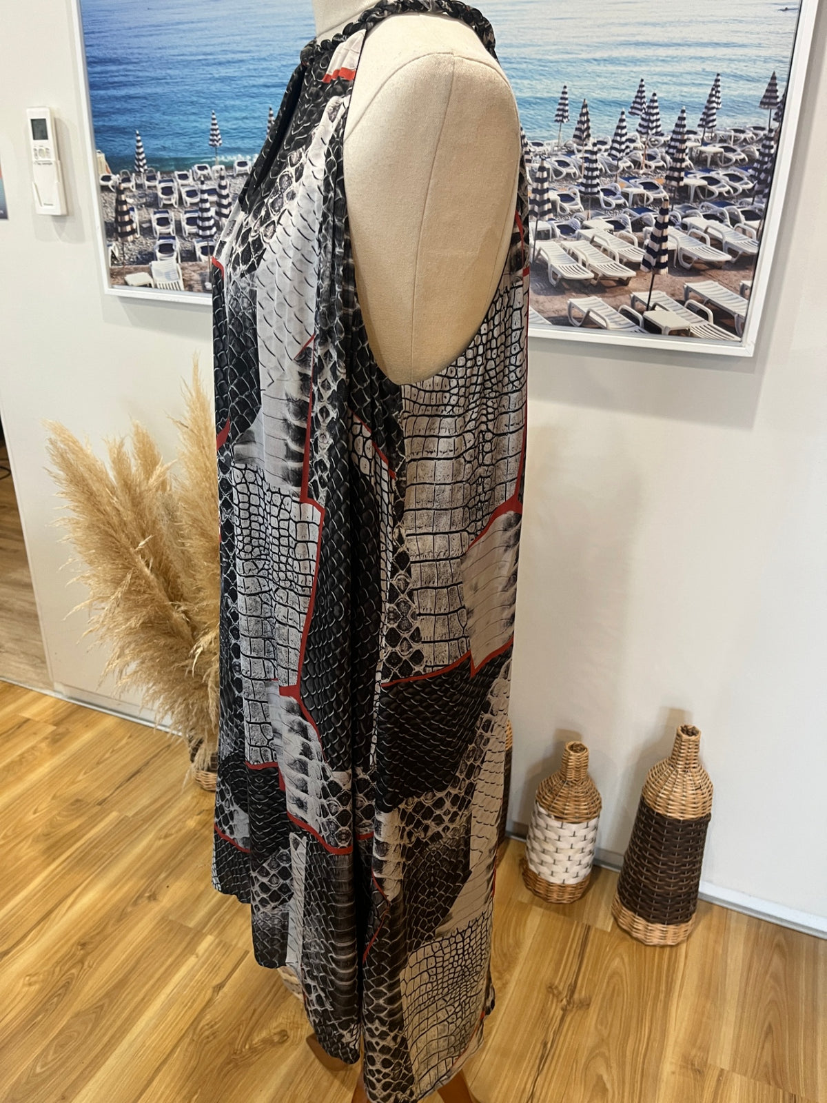 Storm Grey & Rust Maxi Dress – Size 12