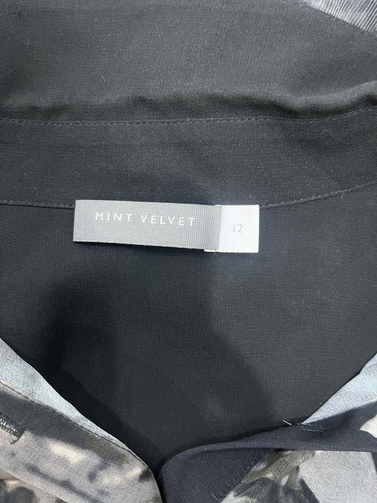 Mint Velvet Sheer Watercolour Longline Black Shirt – Size 12