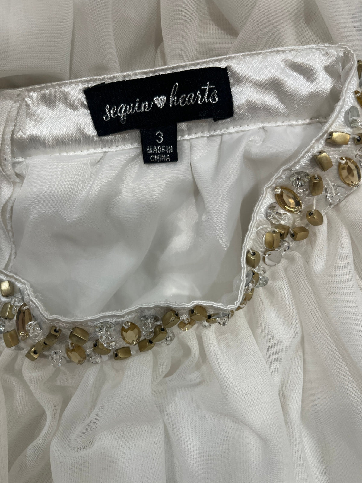Sequin Hearts Cream Skirt Size Medium 