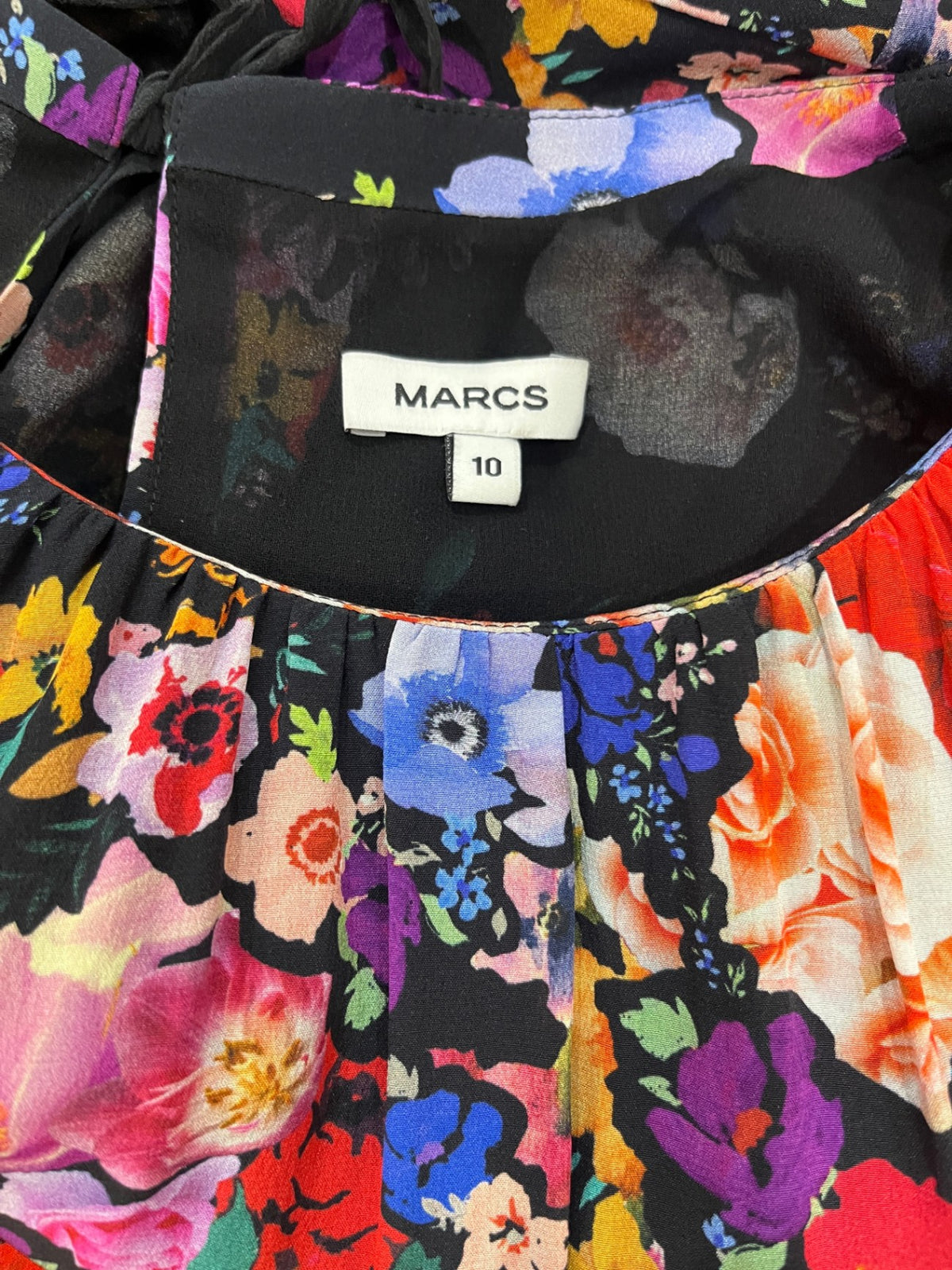 Marc’s Black Floral ¾ Sleeve Dress – Size 10