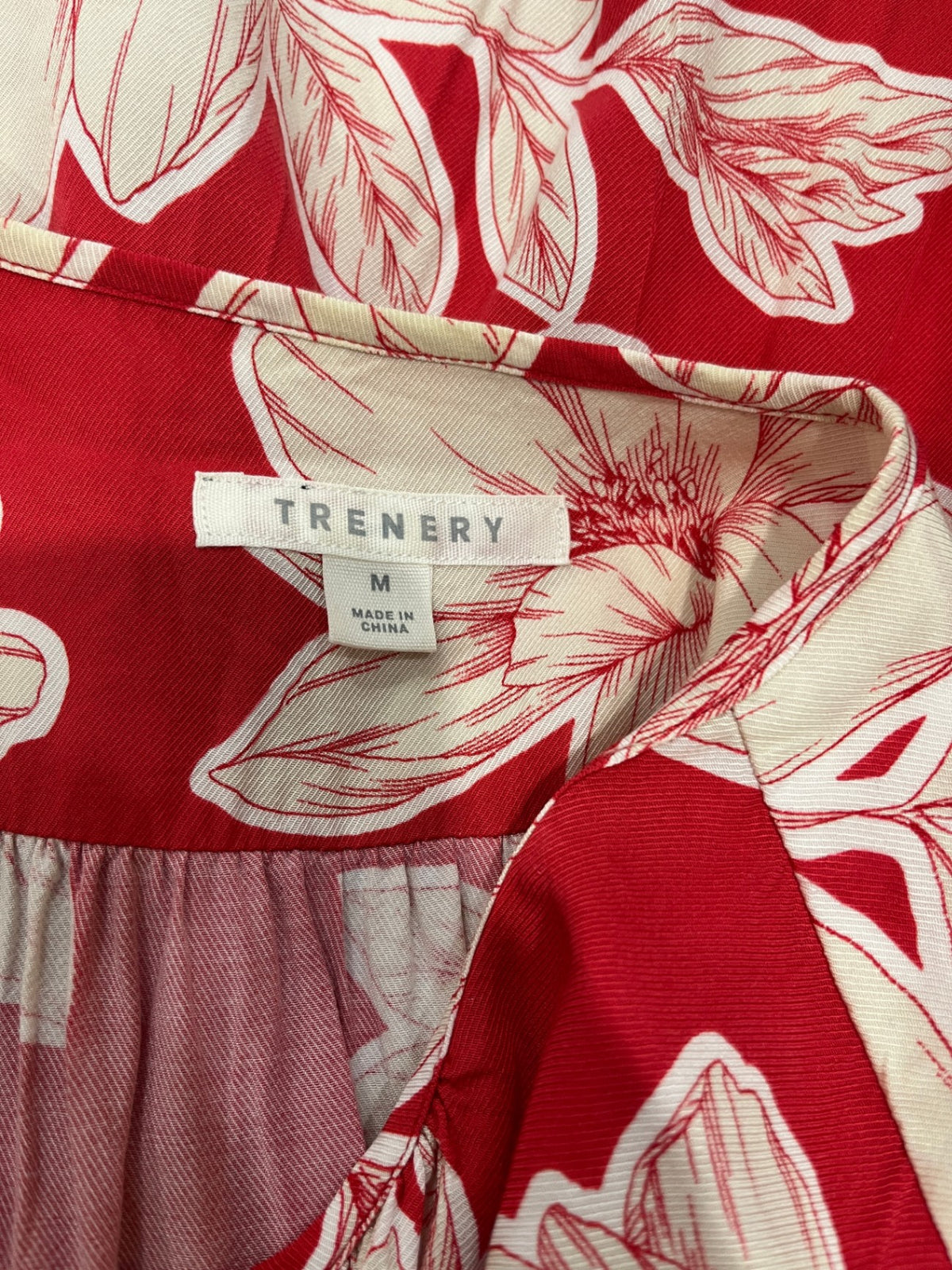 100% Viscose Trenery Red & Cream Blouse – Medium