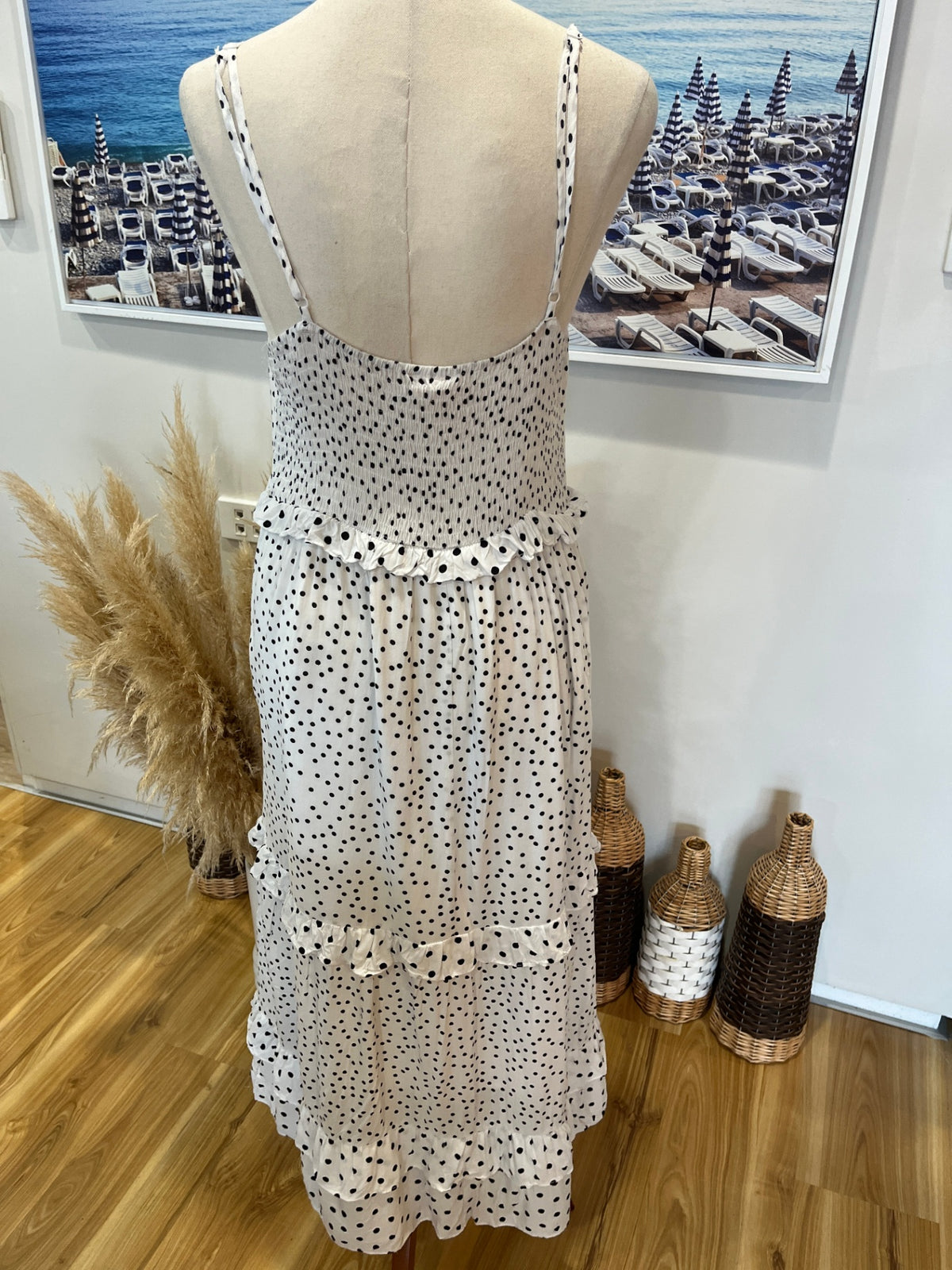 Showpo White & Black Polka Dot Dress – Size 14 | Summer Style