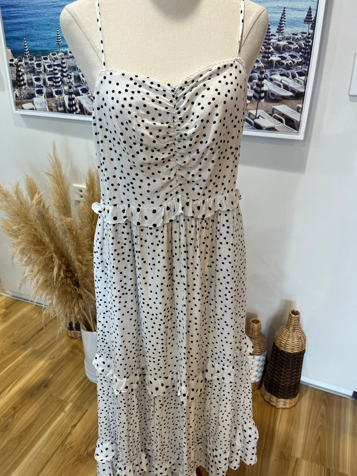 Showpo White & Black Polka Dot Dress – Size 14 | Summer Style