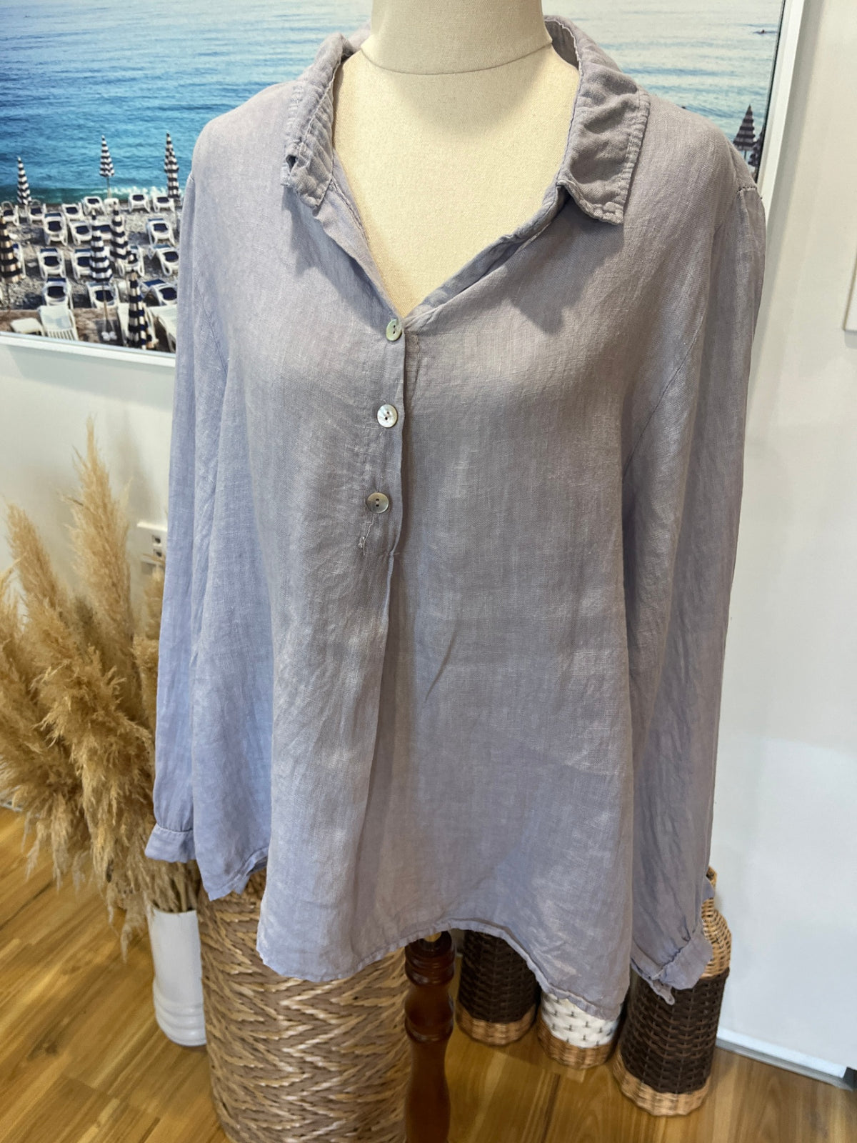 100% Linen Made in Italy Lilac Shirt – Medium