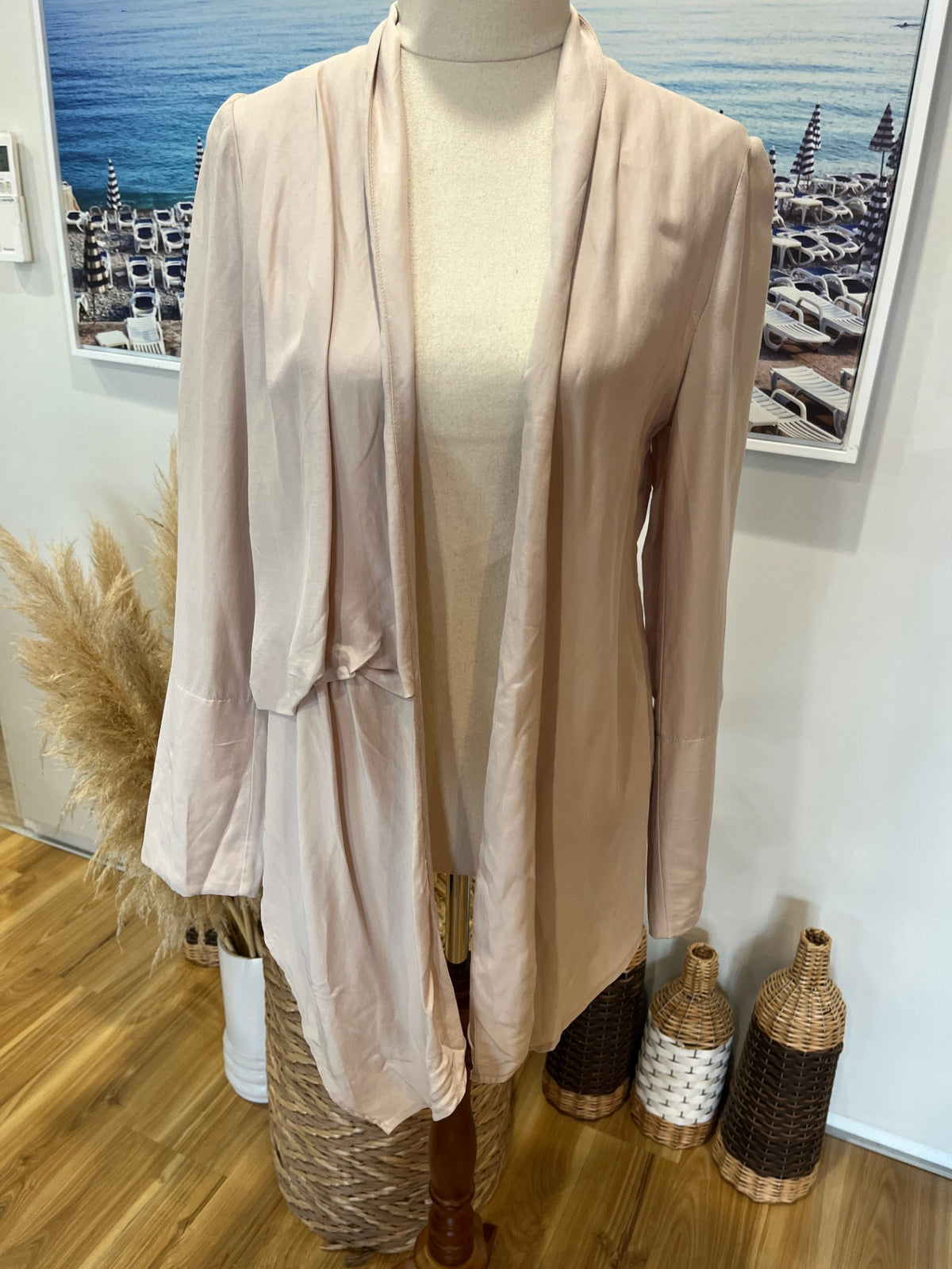 Moochi Beige Waterfall Blazer – Size 6
