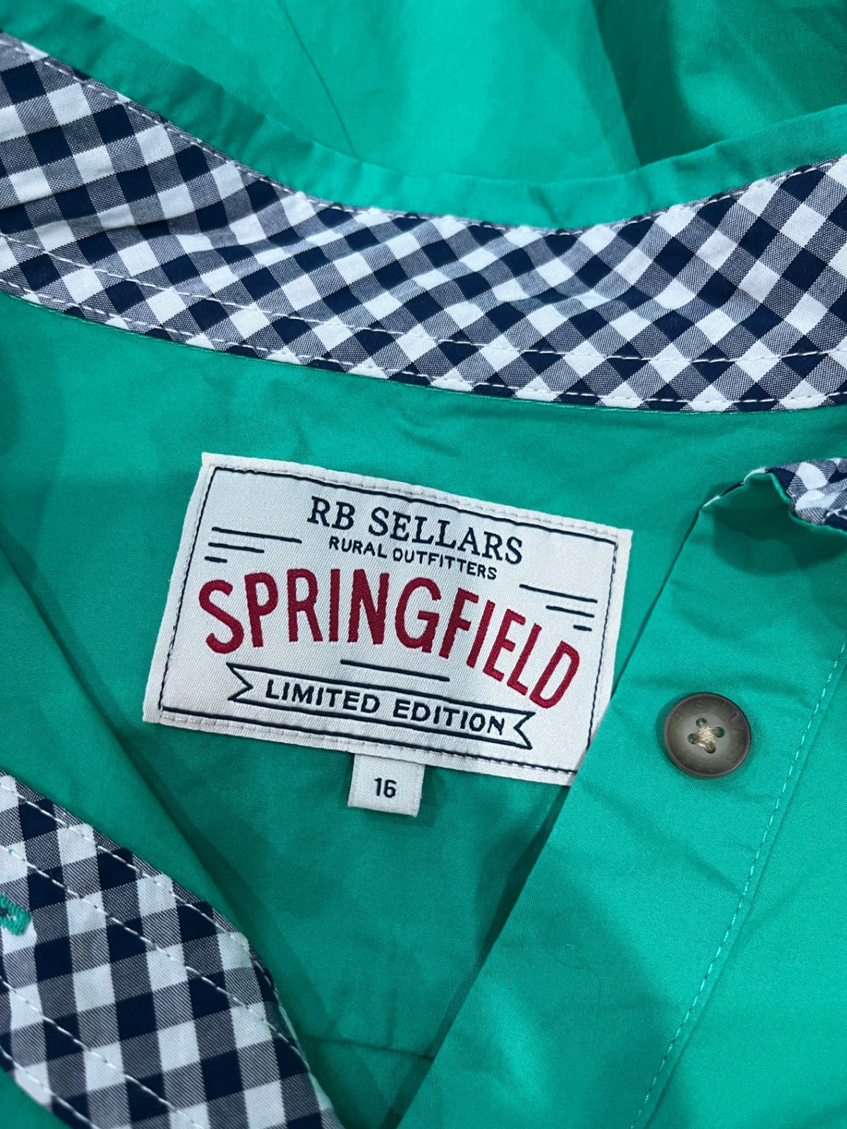 Springfield Green Button-Up Shirt – Size 16 | Cowgirl Style