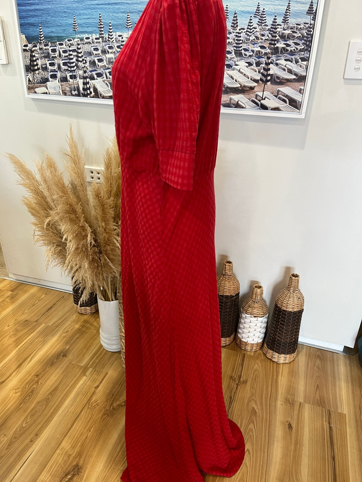 Drama The Label Red Maxi Dress – Size 14 | Short Sleeve
