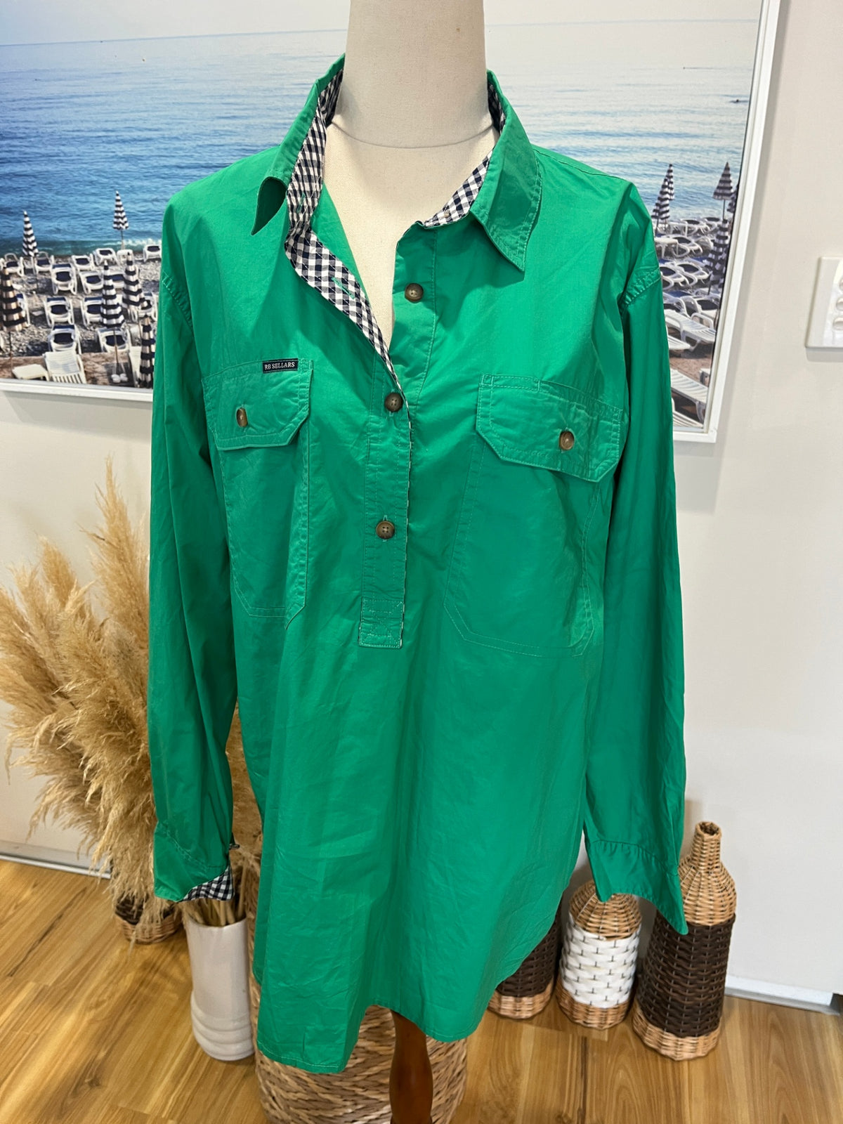 Springfield Green Button-Up Shirt – Size 16 | Cowgirl Style