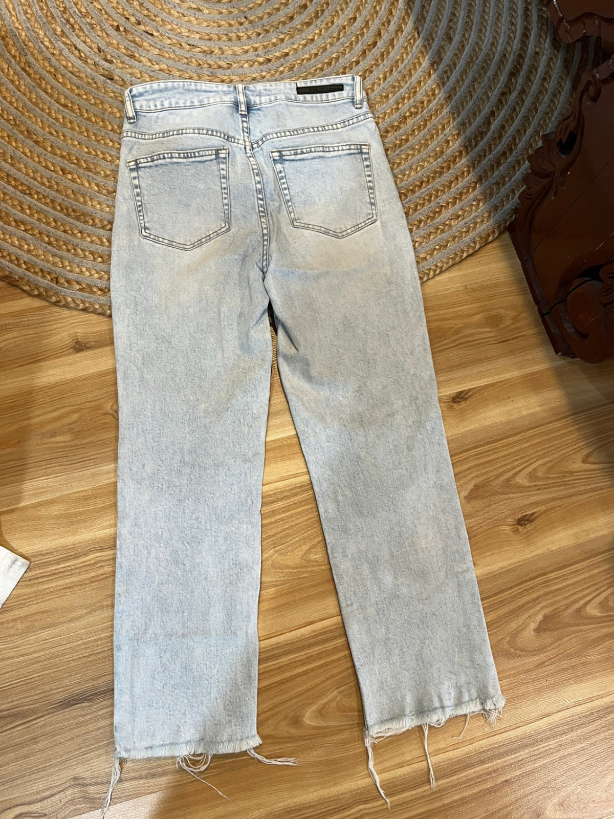 DECJUBA Pale Blue High-Rise Jeans – Size 10 | Raw Hem Denim