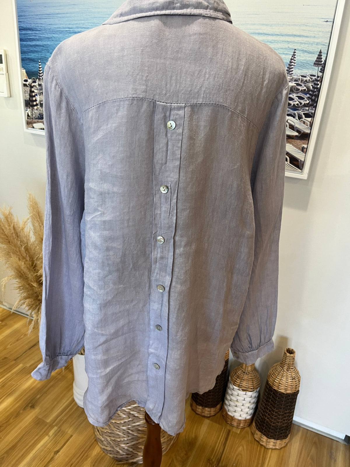100% Linen Made in Italy Lilac Shirt – Medium