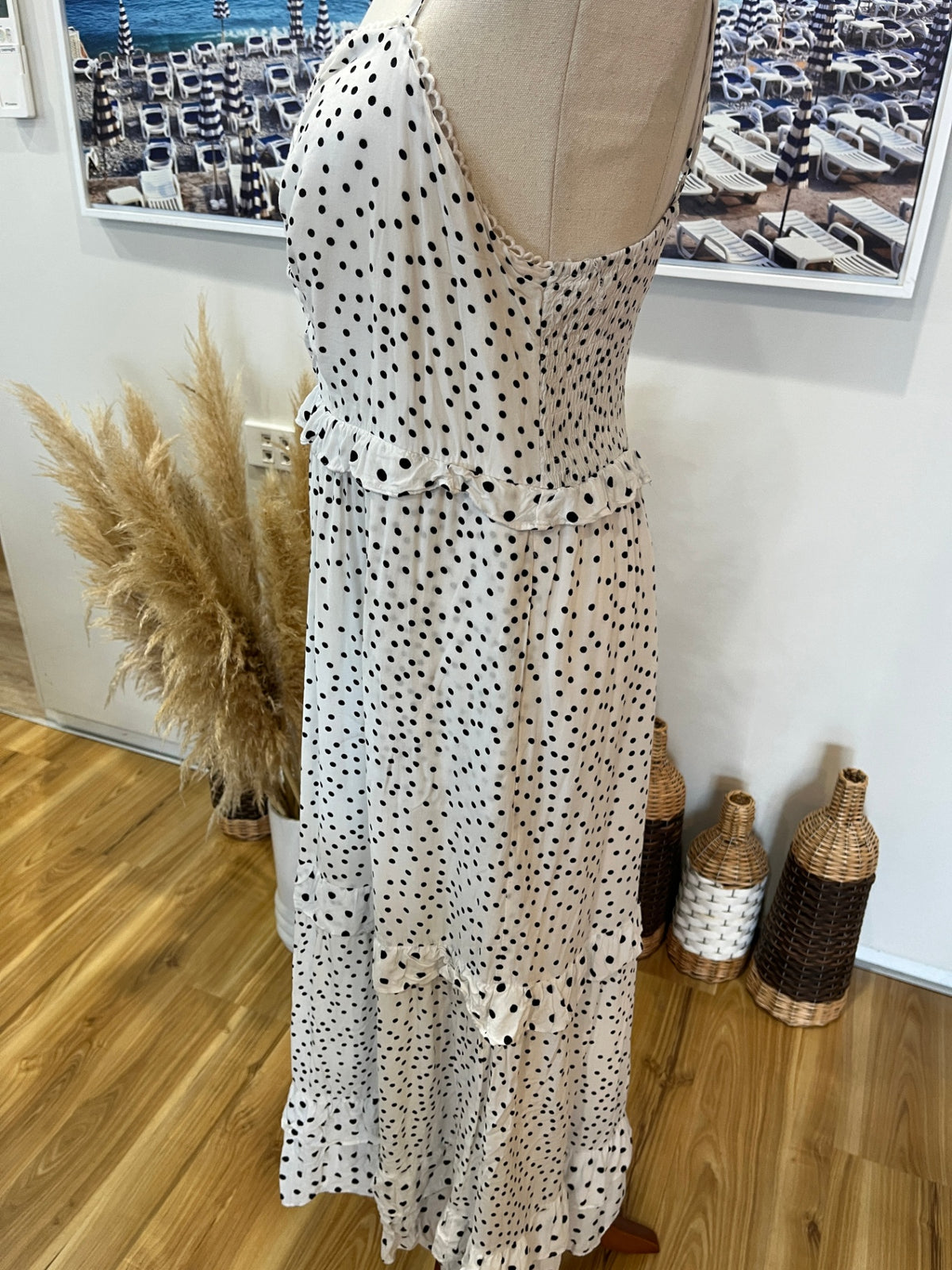 Showpo White & Black Polka Dot Dress – Size 14 | Summer Style