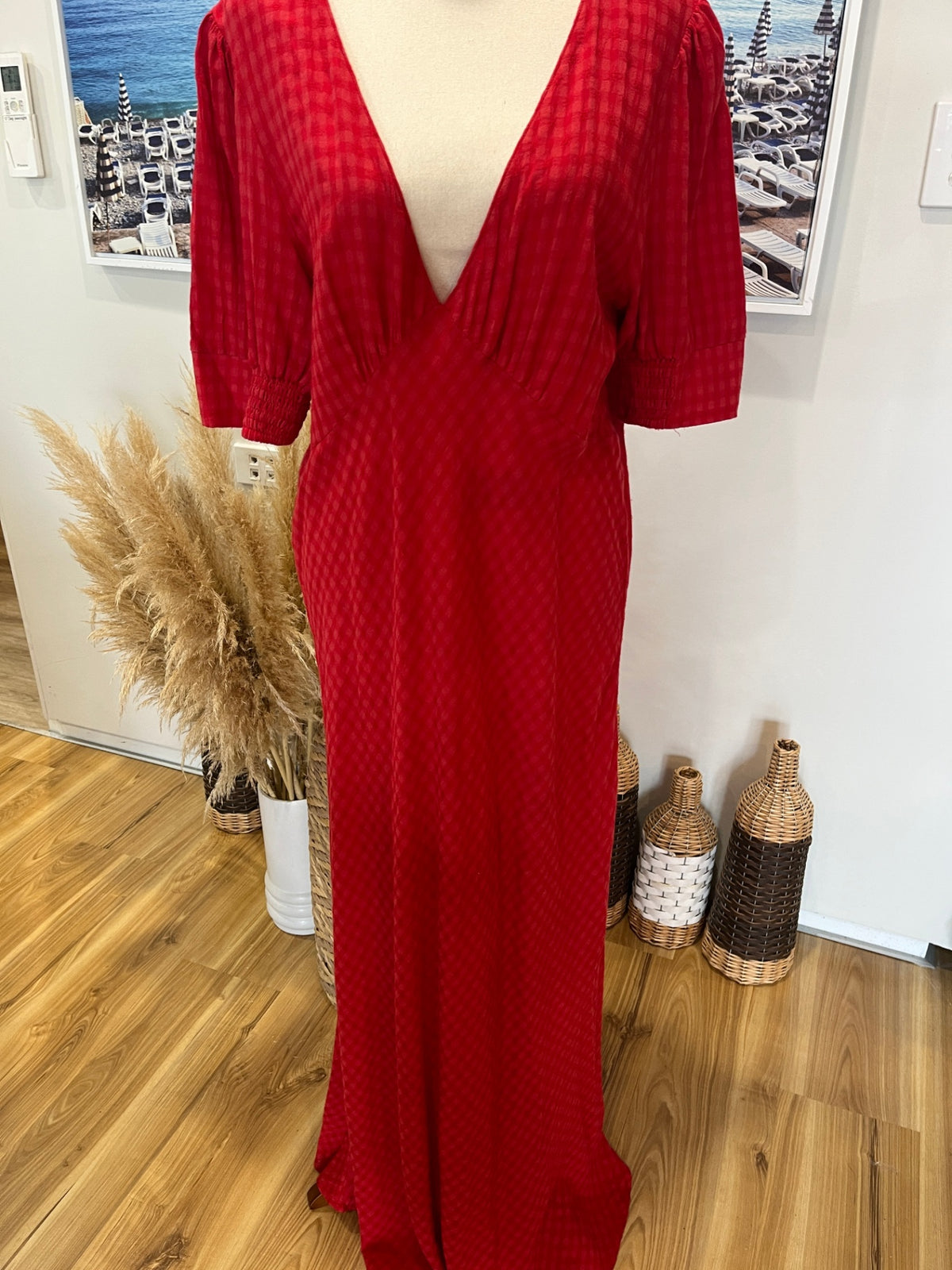 Drama The Label Red Maxi Dress – Size 14 | Short Sleeve