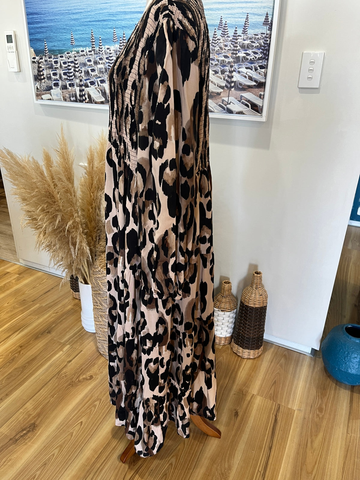 Sunday Boho Animal Print Sheer Layered Dress – XXL