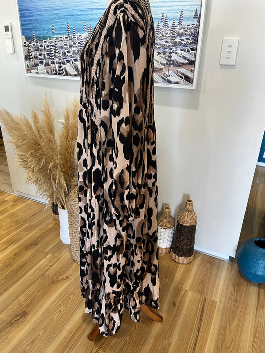 Sunday Boho Animal Print Sheer Layered Dress – XXL