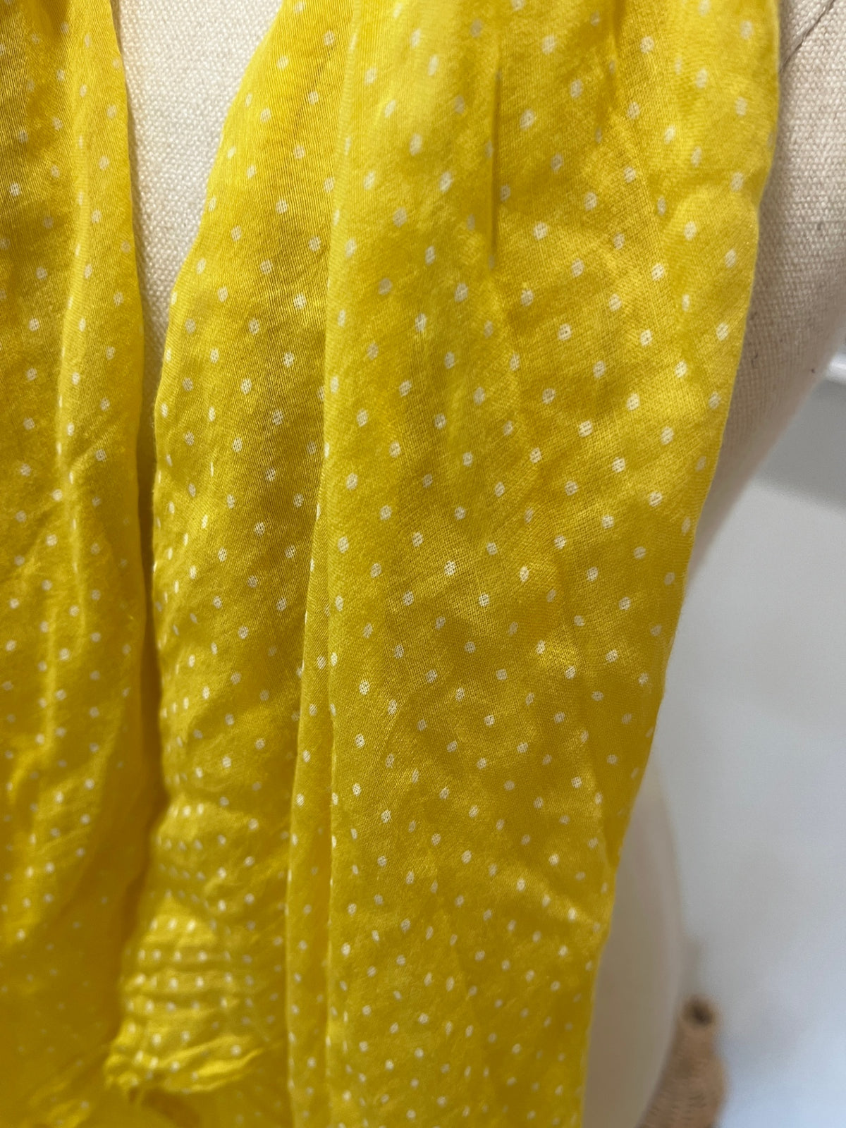 Made in Italy Yellow Polka Dot Scarf – Bright & Playful Vintage Style