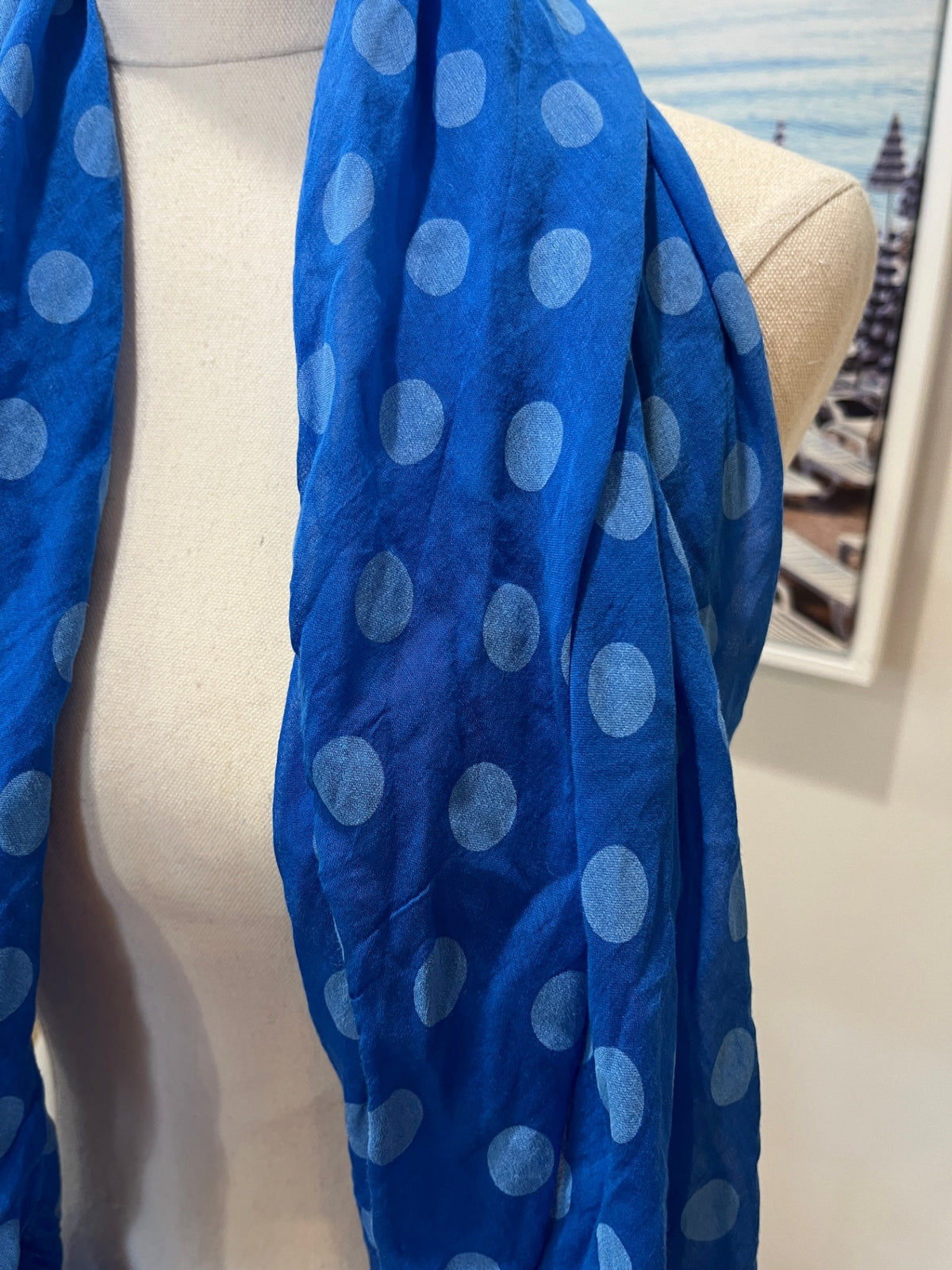 Made in Italy Royal Blue & Light Blue Spot Scarf – Cotton Silk