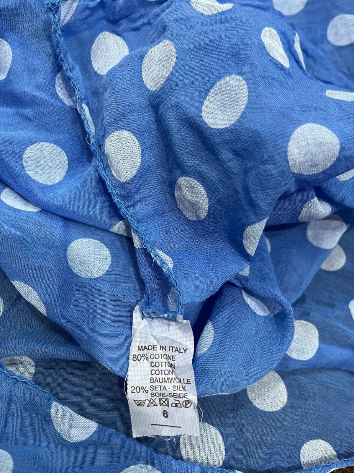 Made in Italy Royal Blue & Light Blue Spot Scarf – Cotton Silk