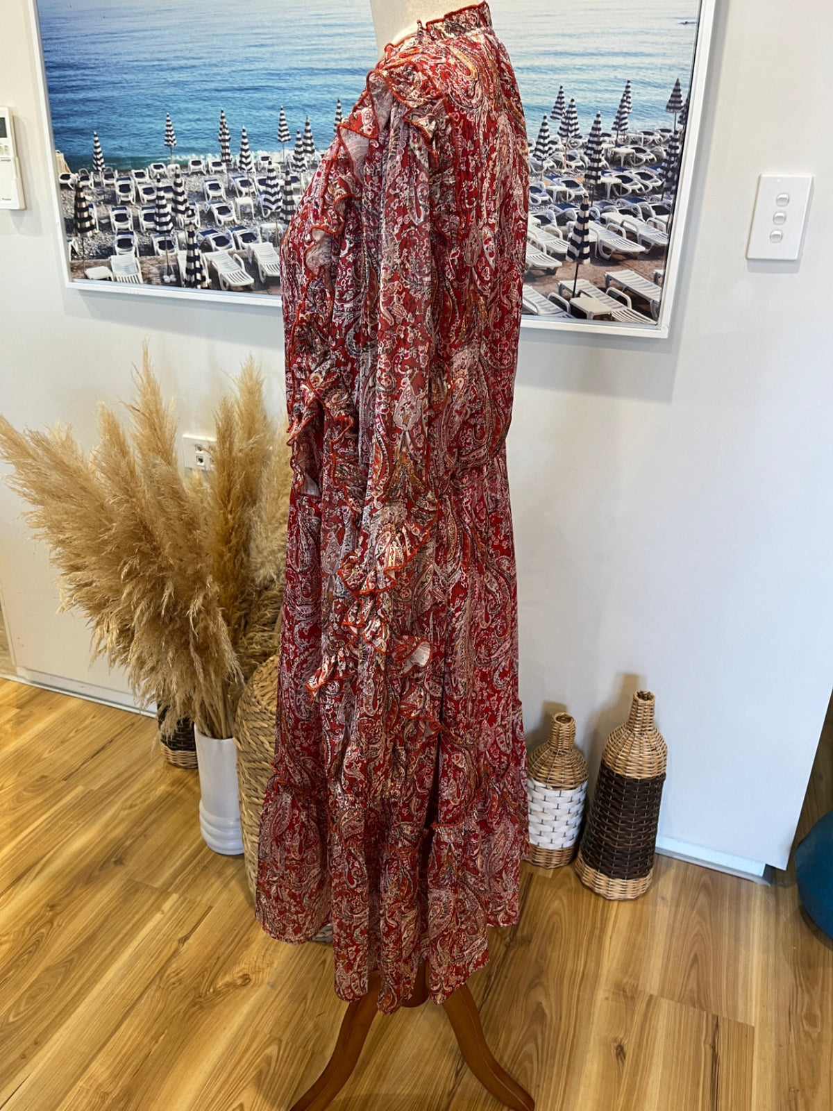 ET Alia Red Paisley Floaty Lightweight Dress – Size XL