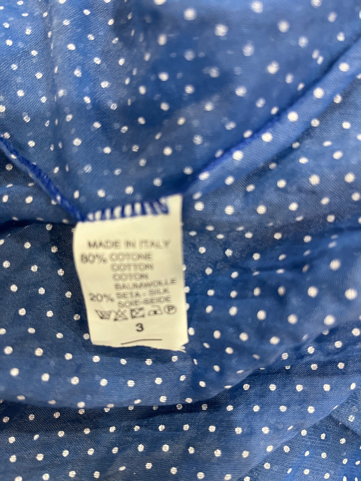 Made in Italy Blue & White Polka Dot Scarf