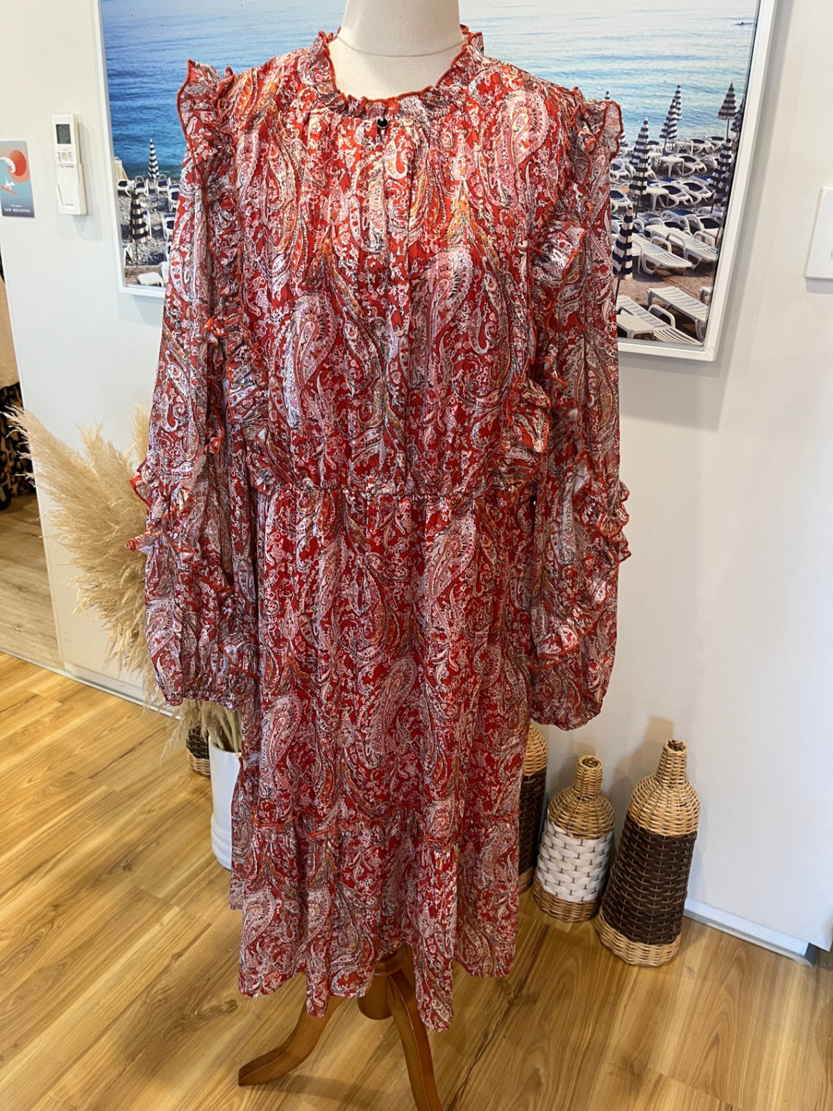 ET Alia Red Paisley Floaty Lightweight Dress – Size XL