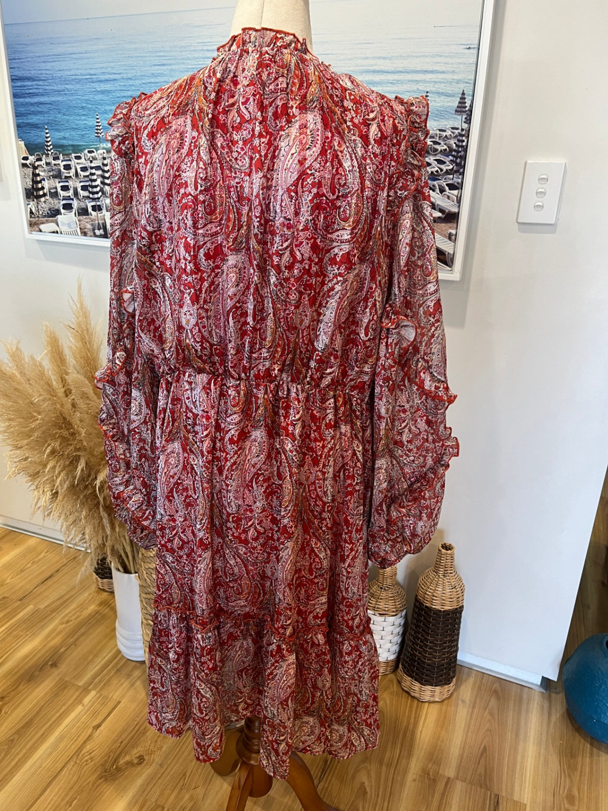 ET Alia Red Paisley Floaty Lightweight Dress – Size XL