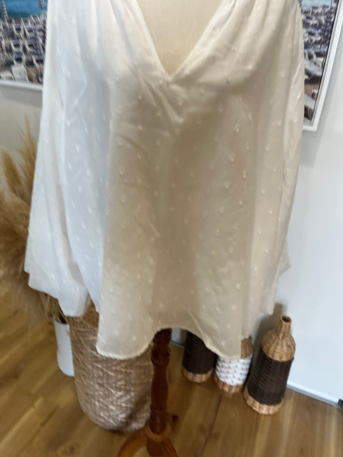 eb&ive Boho Inspired White Top – Size L